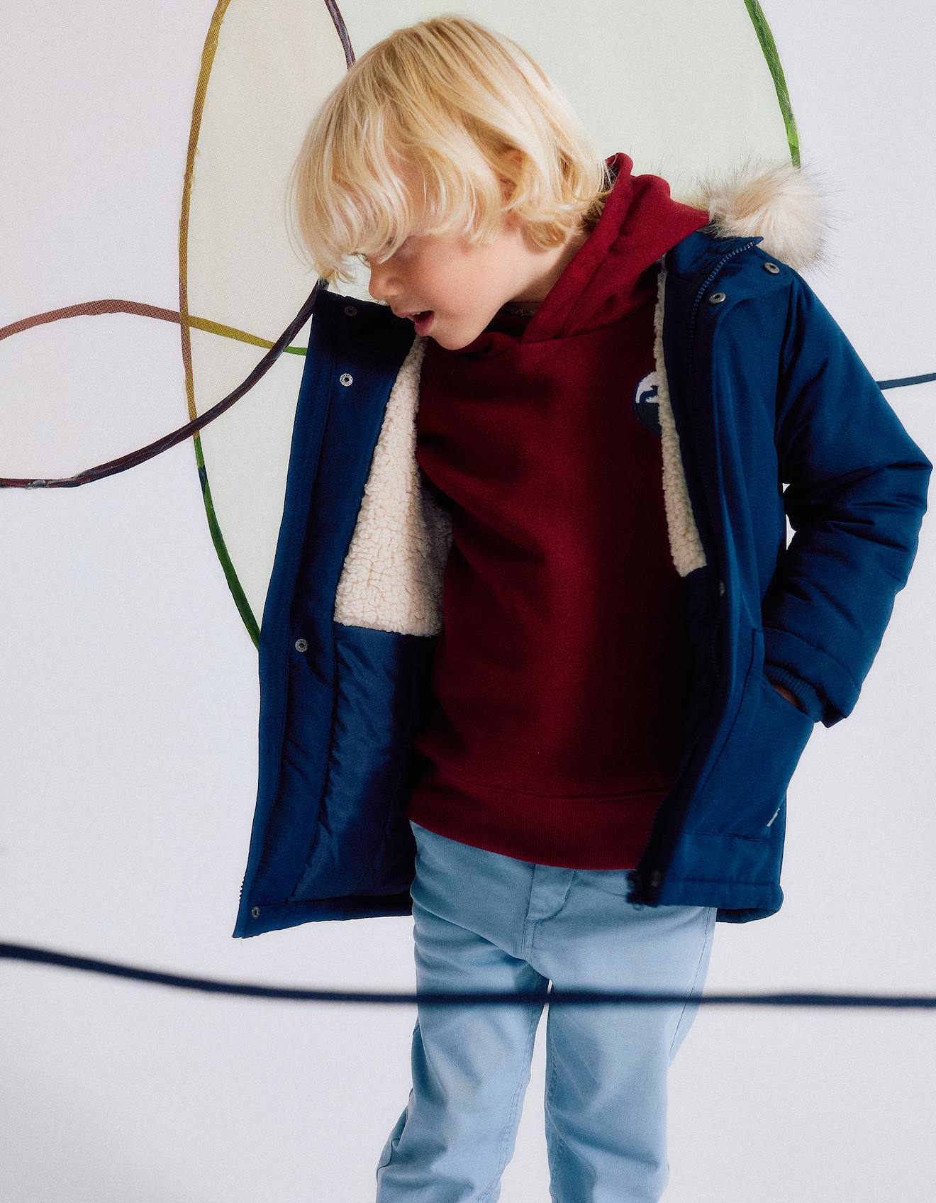 Parka Matelassée Avec Capuche Amovible En Fourrure Bleu Foncé