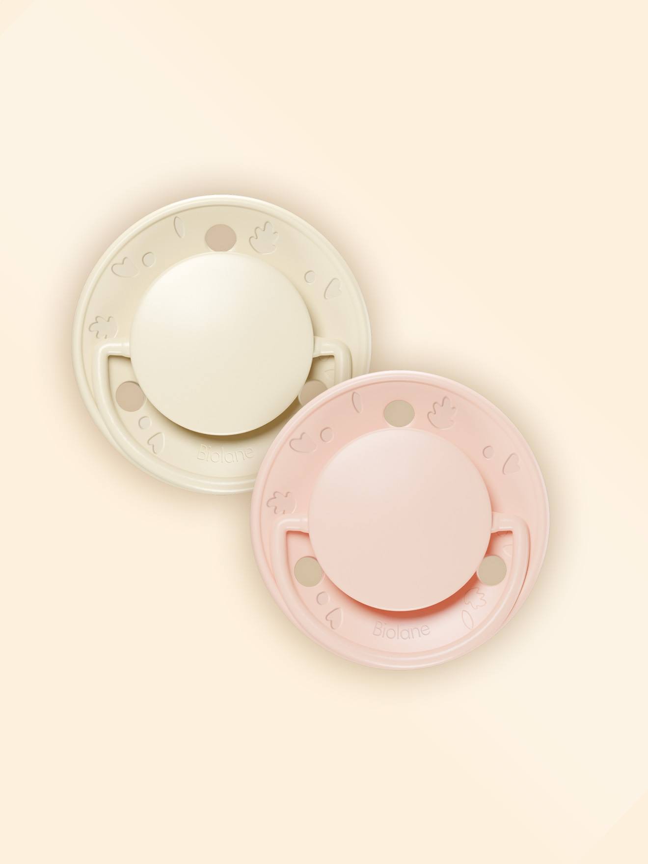 Sucette Ronde - 6+ Mois - Lot De 2 Rose + Beige