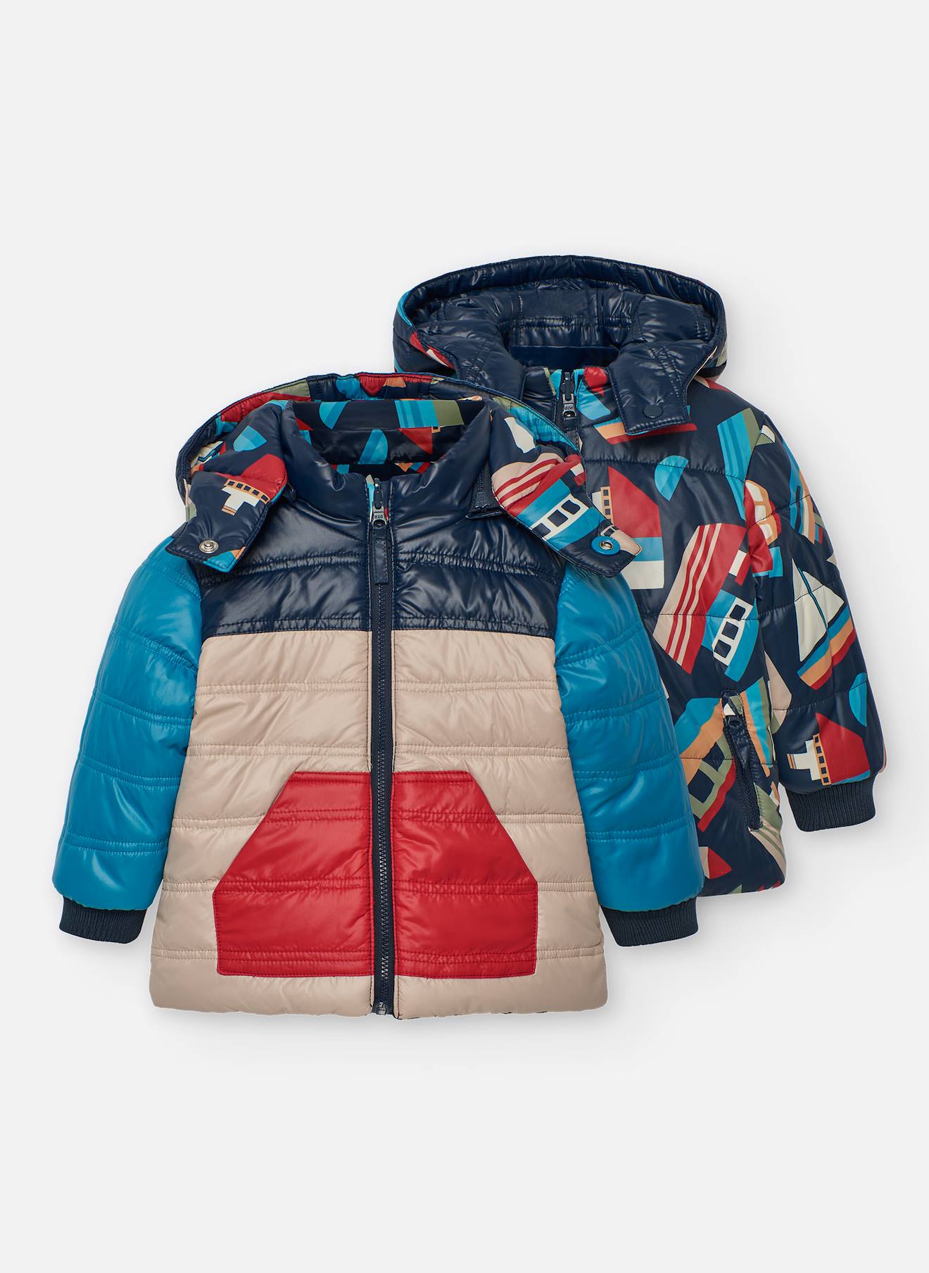 Parka Garçon Tissu Technique Réversible Imprimé Multicolore