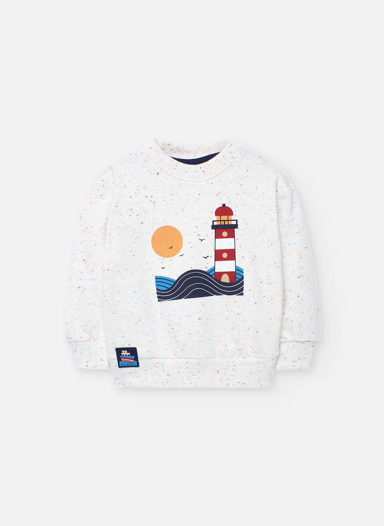 Sweat-shirt Garçon En Peluche Phare Soleil Blanc