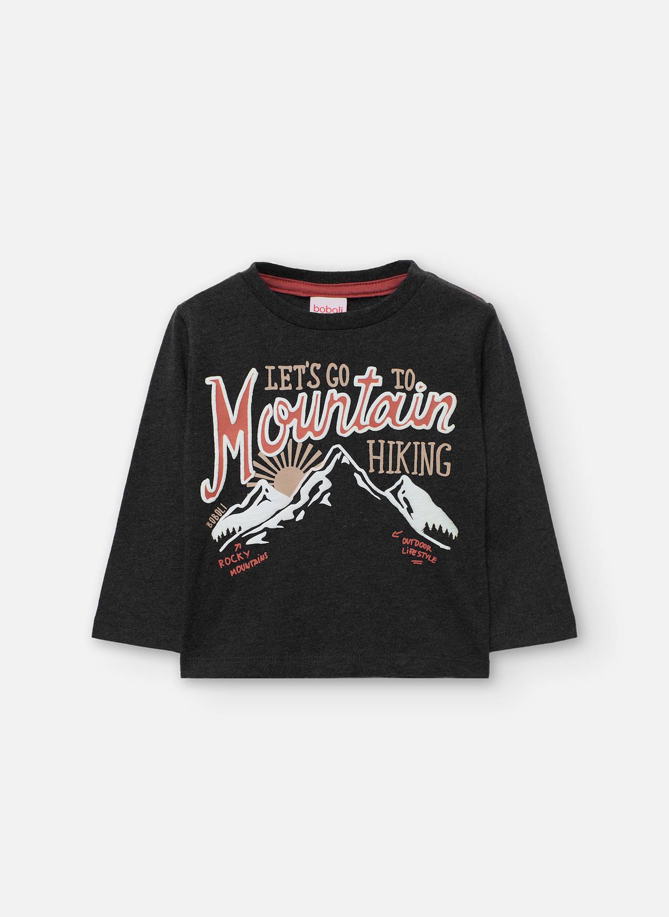 T-shirt Garçon Motif Montagne Gris