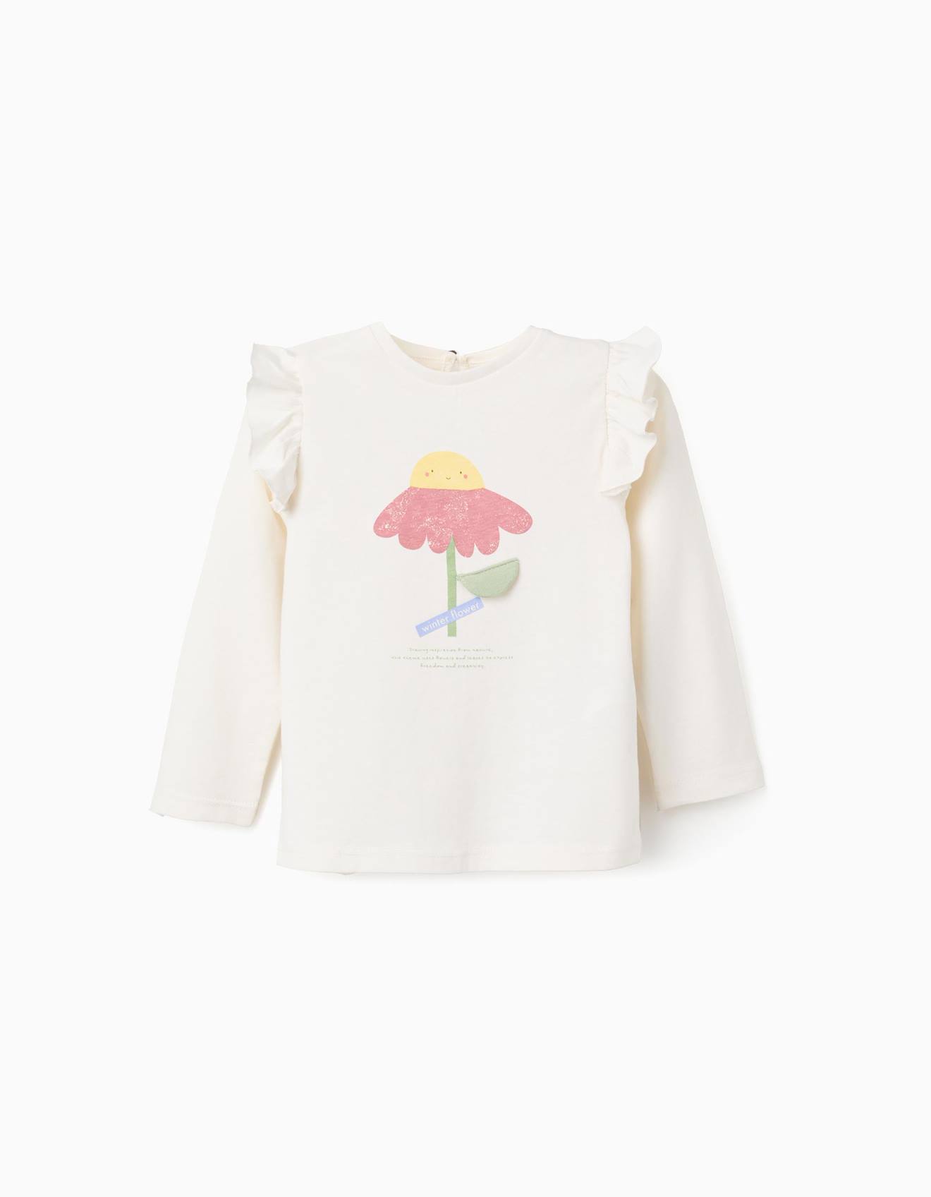 T-shirt À Manches Longues En Coton Avec Motif Blanc