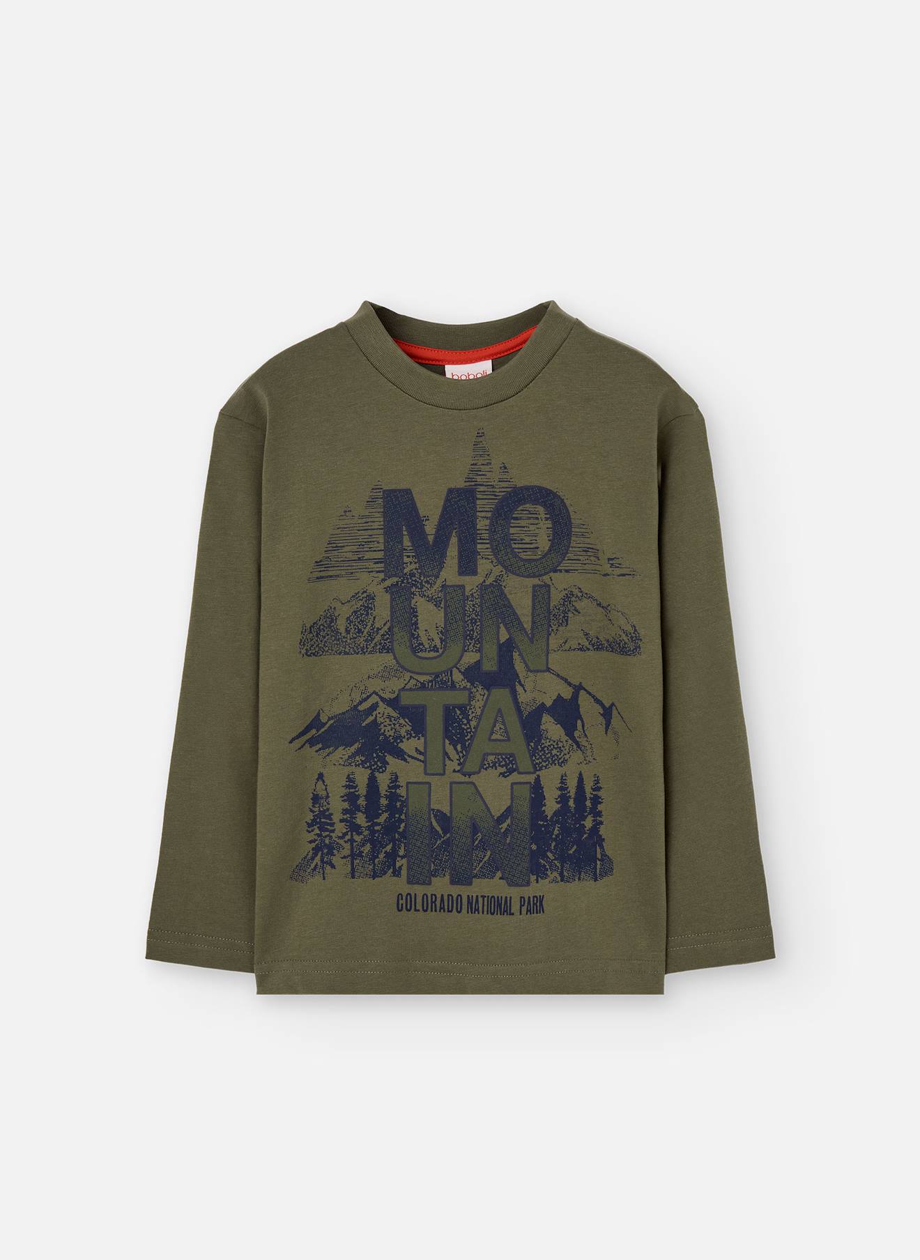 T-shirt Garçon Coton Montagnes Vert