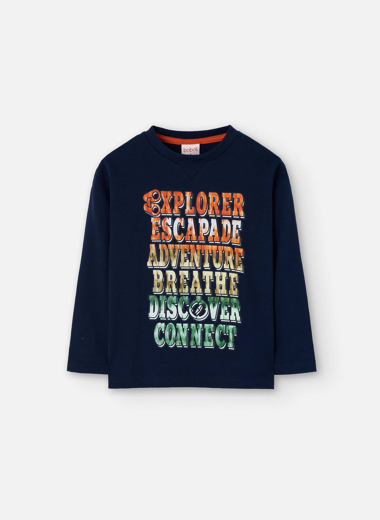 T-shirt Garçon En Coton Bleu