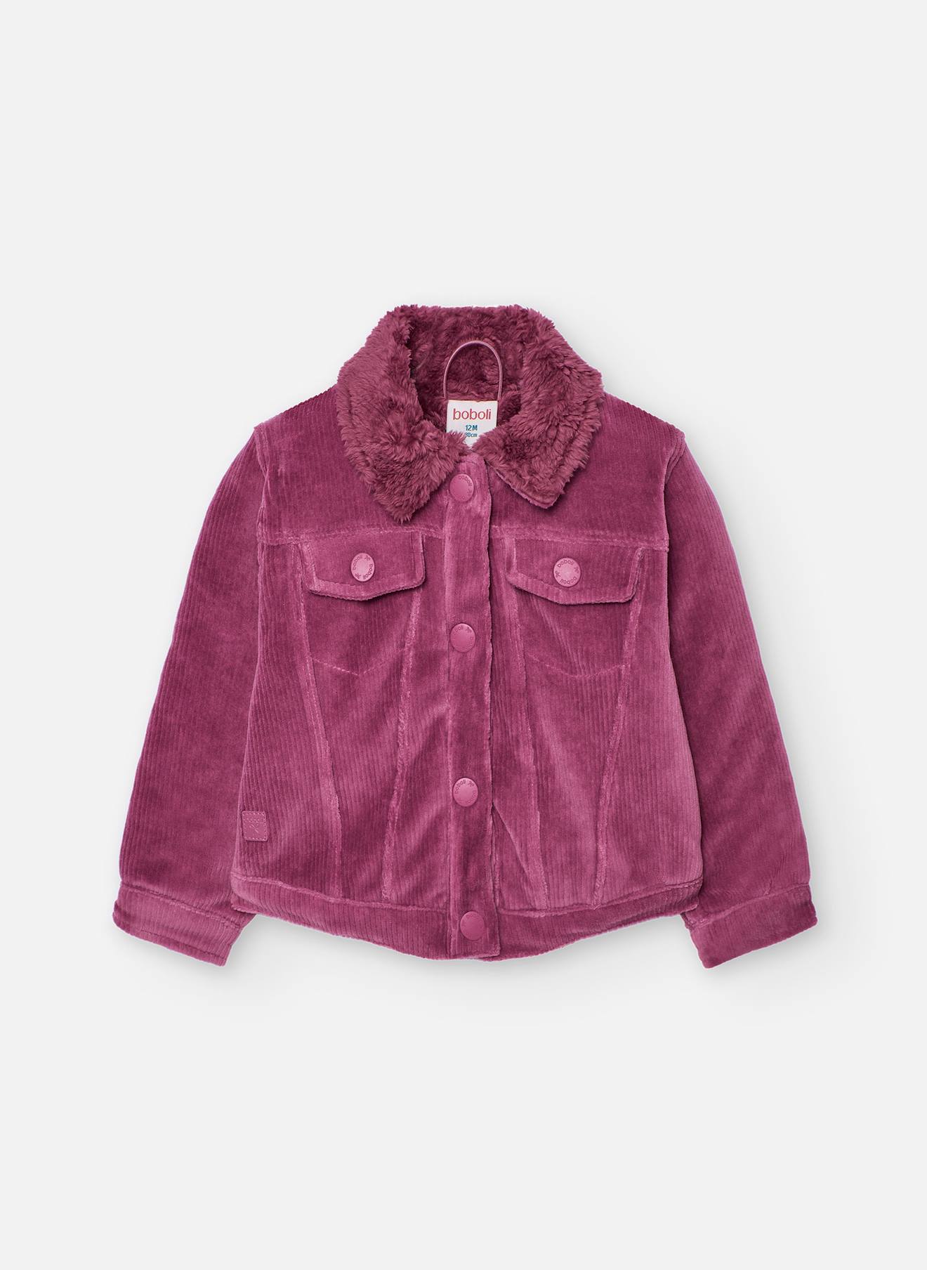 Veste Fille En Velours Côtelé Couleur Fraise Rouge