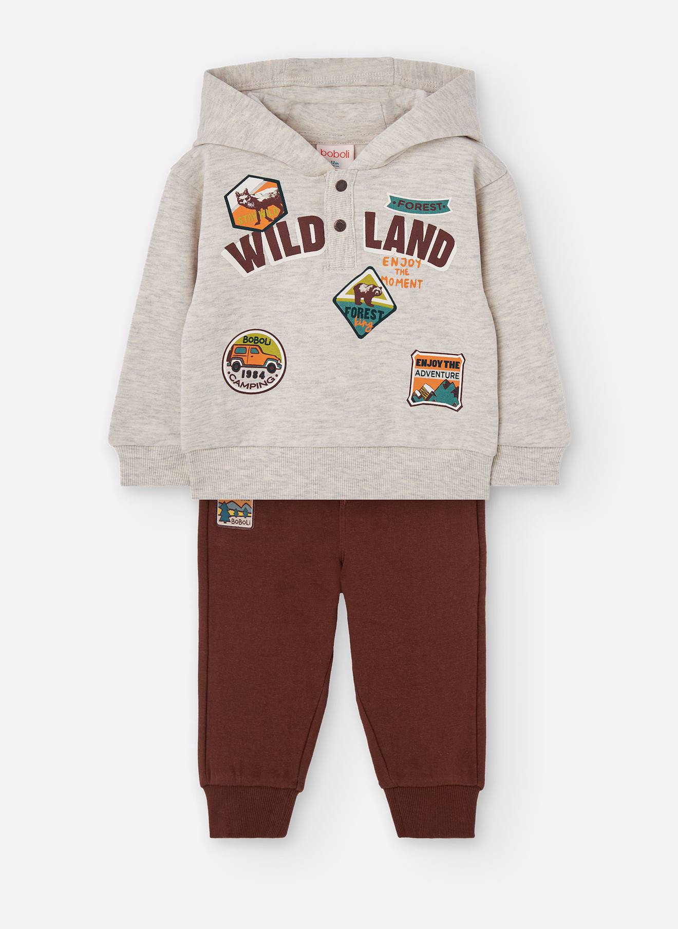 Ensemble Garçon En Peluche Beige