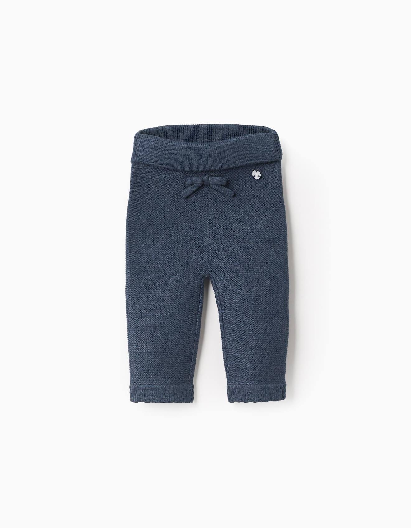 Pantalon Tricoté Avec Nœud Bleu Foncé