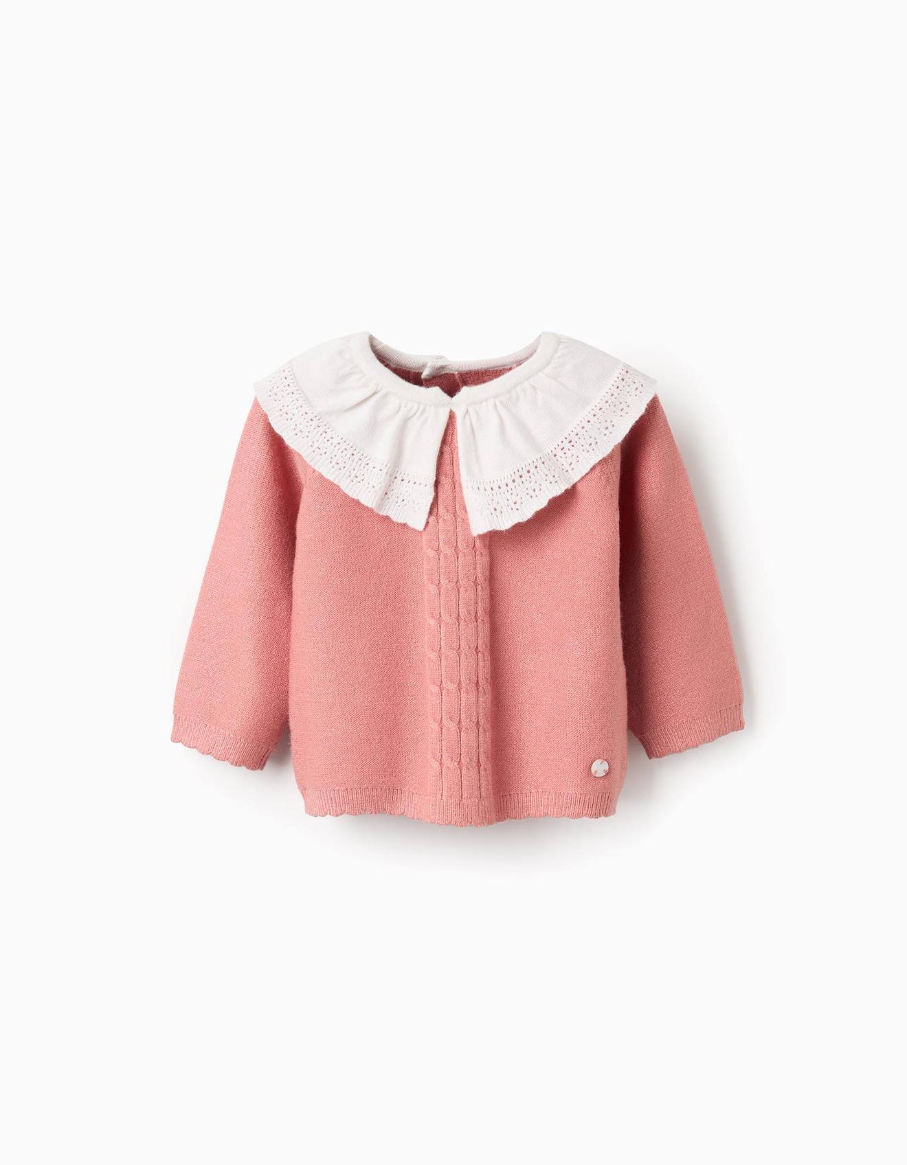 Pull En Tricot Avec Col Maxi Rose