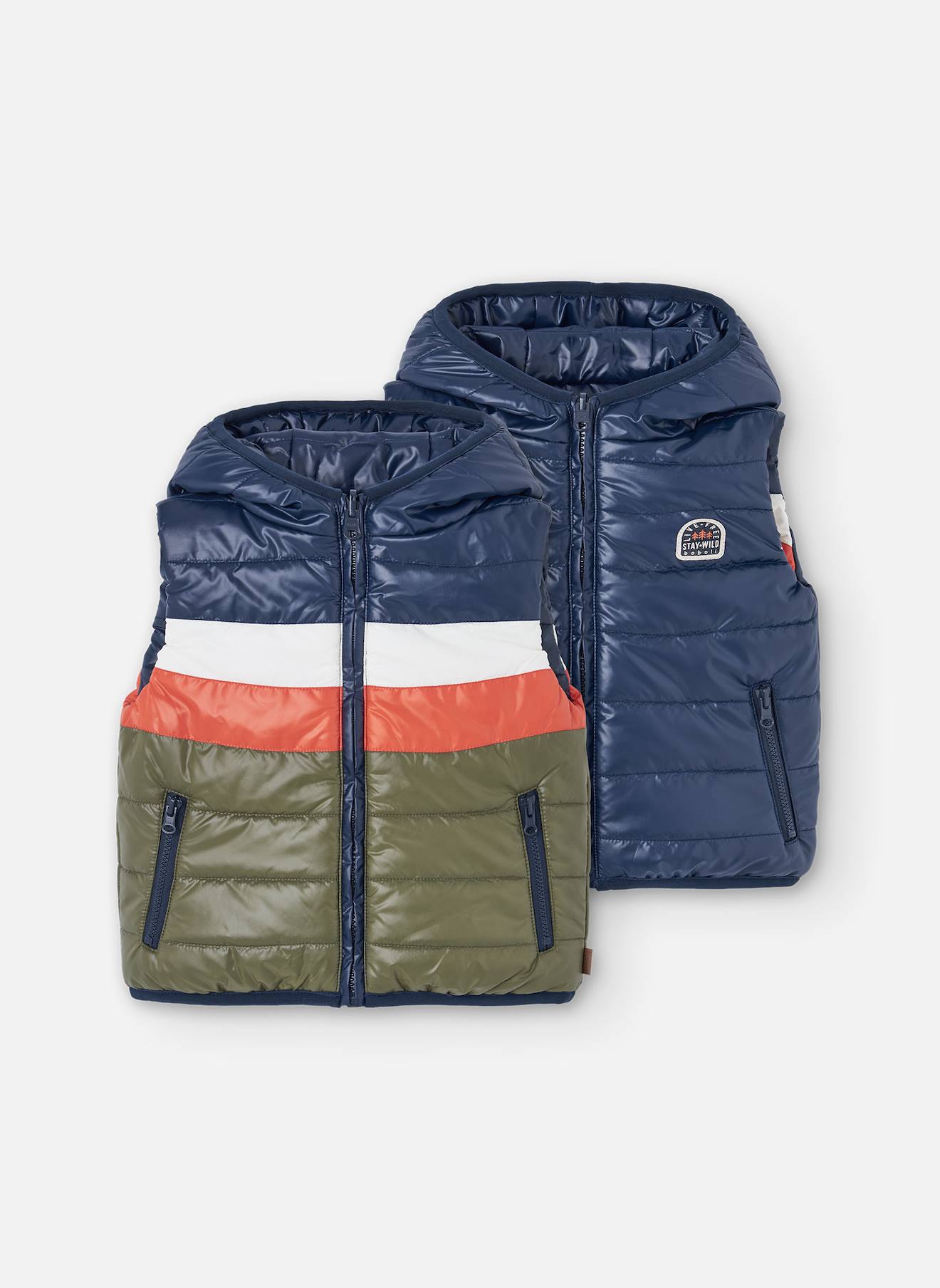 Gilet Réversible Pour Garçon En Tissu Technique Bleu