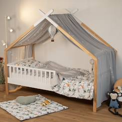 -Ciel de lit cabane toile en gaze de coton jeanne 420 x 130 cm