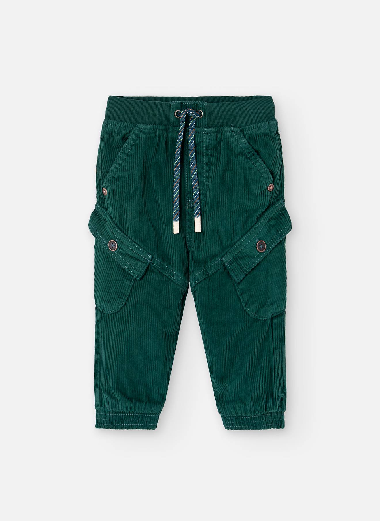 Pantalon Garçon Velours Côtelé Foncé Vert