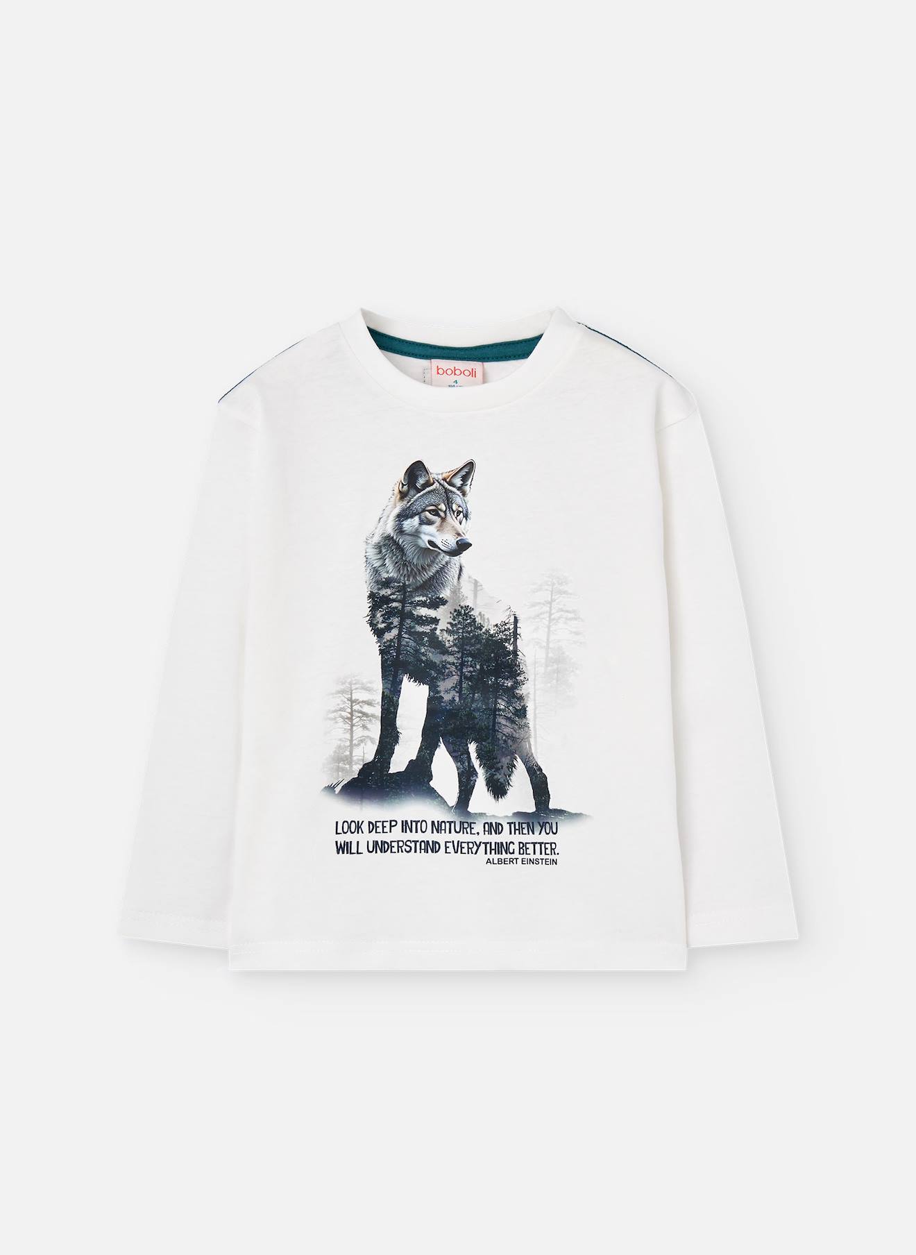 T-shirt En Maille Garçon Loup Blanc