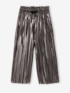 -Pantalon fille large lamé plissé