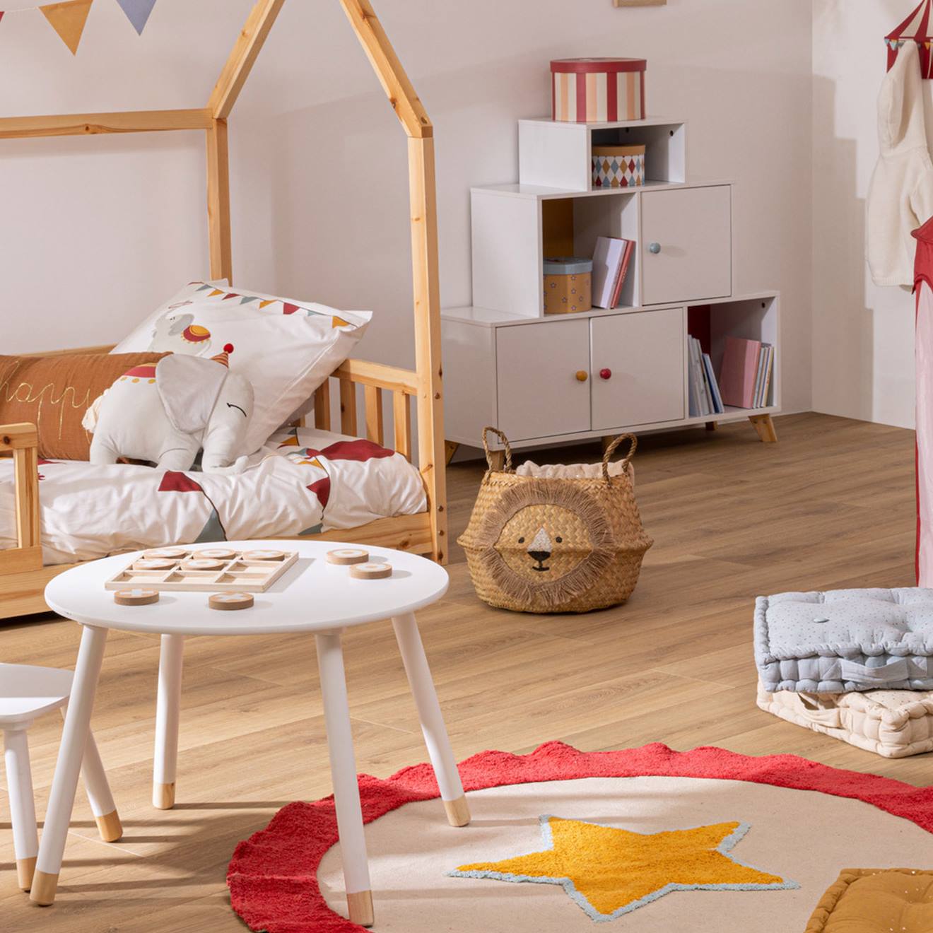 Panier Enfant Pliable En Jute Et Roseau - Lion Marron