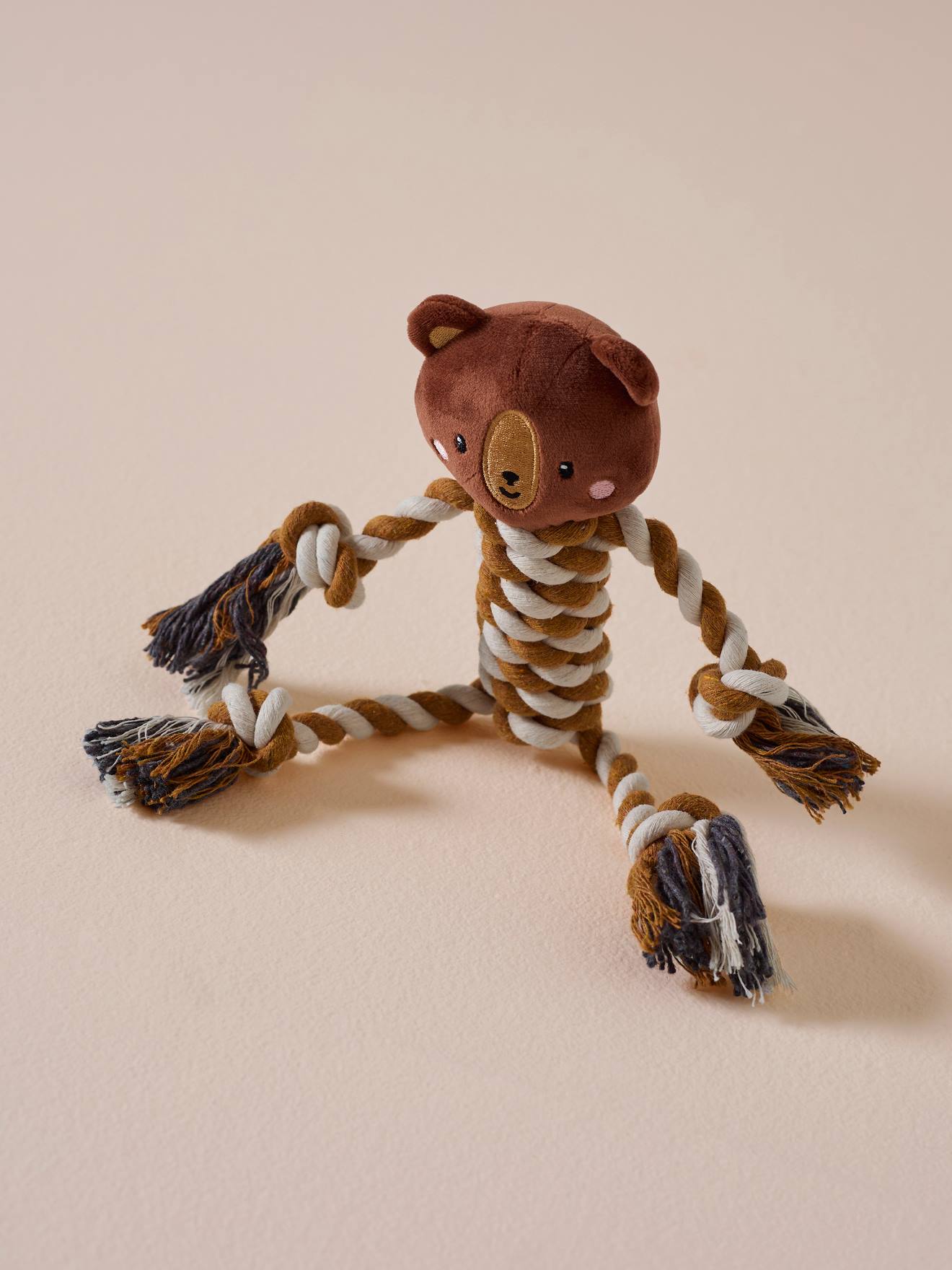 Jouet à mordiller en corde pour chien marron