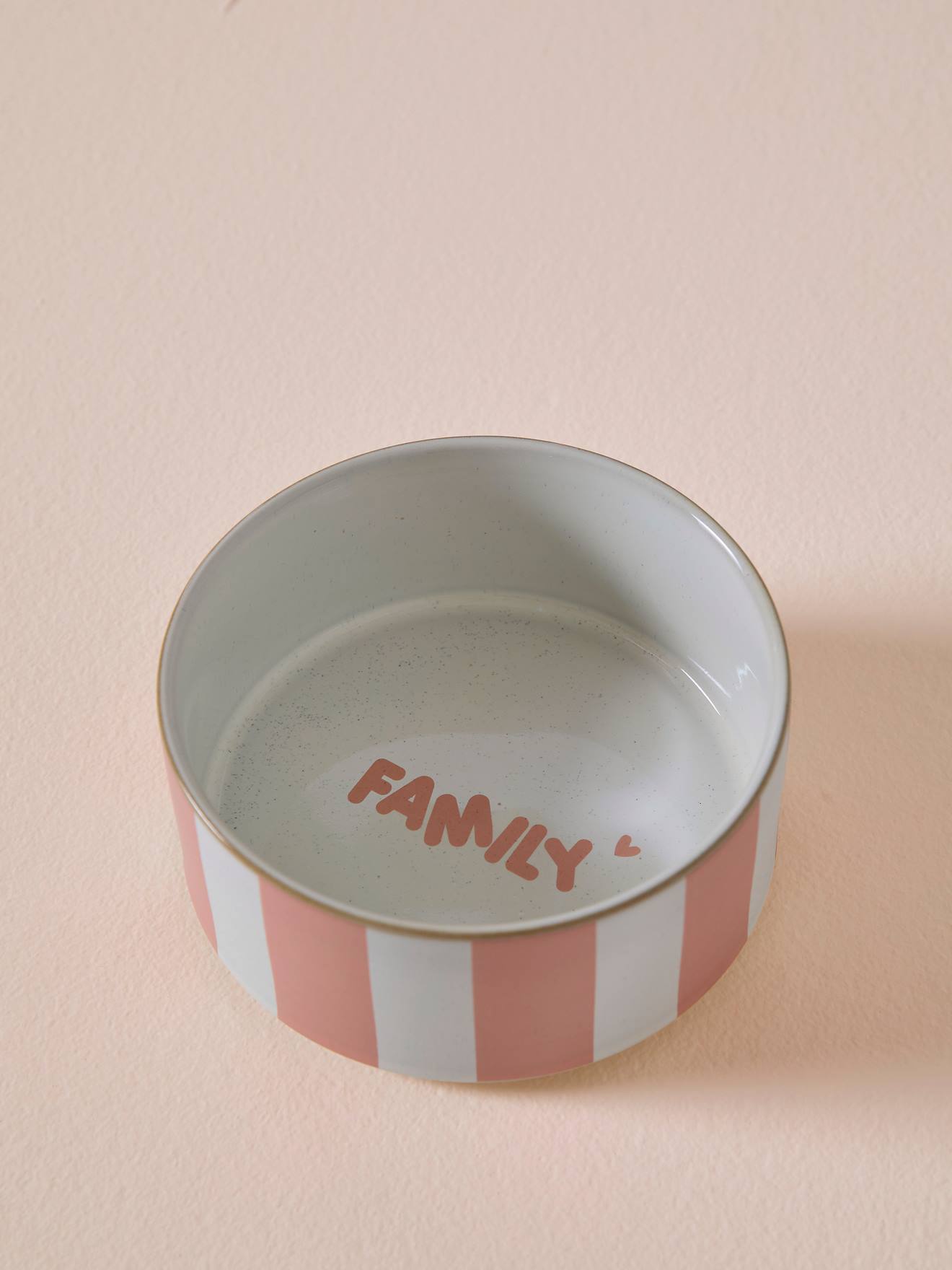 Gamelle en céramique pour chien rayé rose