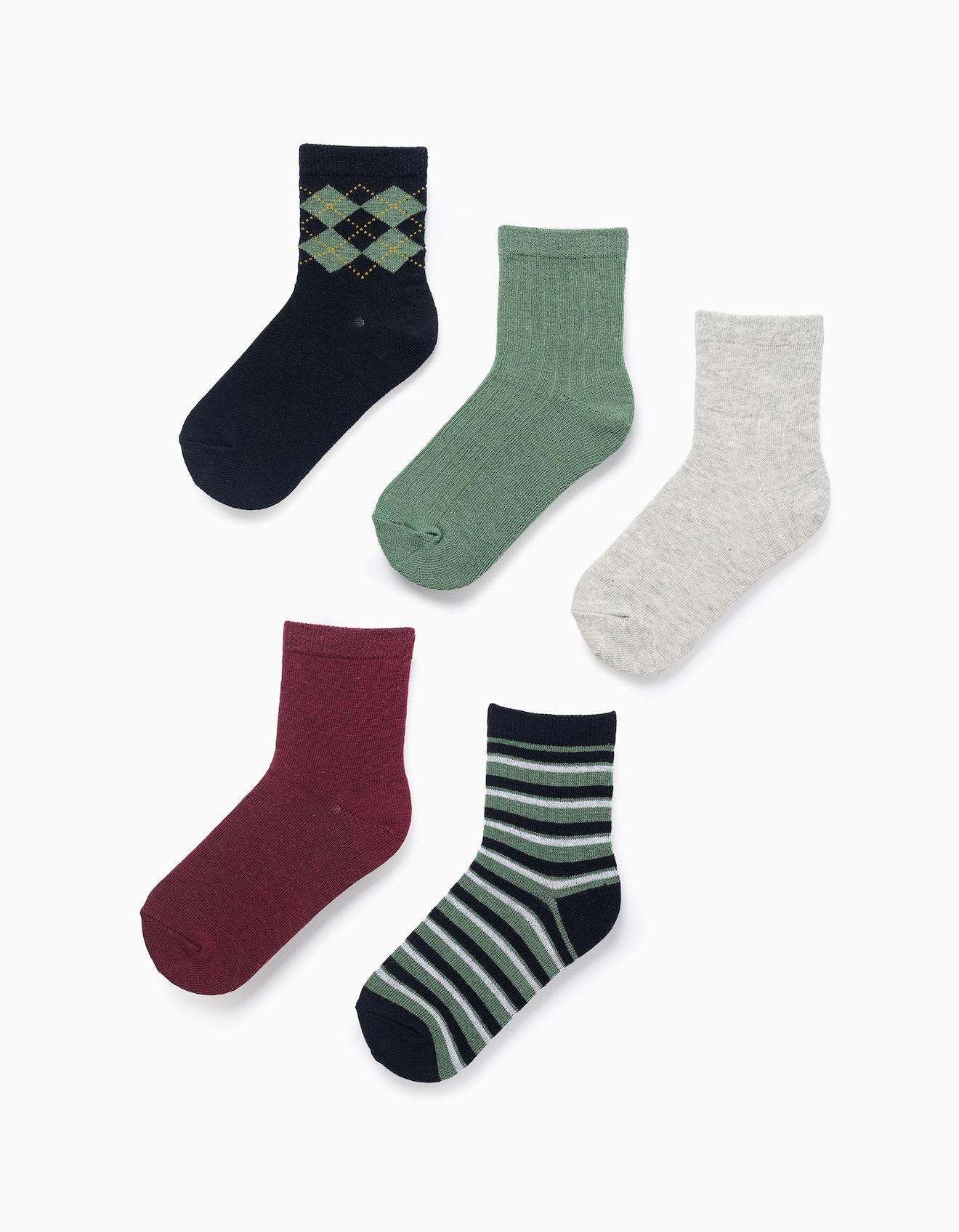 Pack 5 Paires De Chaussettes Rayées/unies Multicolore