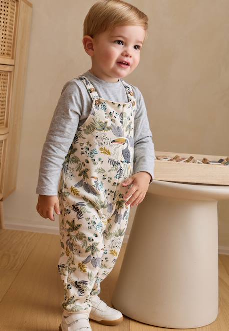 Bébé-Salopette, combinaison-Ensemble salopette bébé en molleton et t-shirt boavista