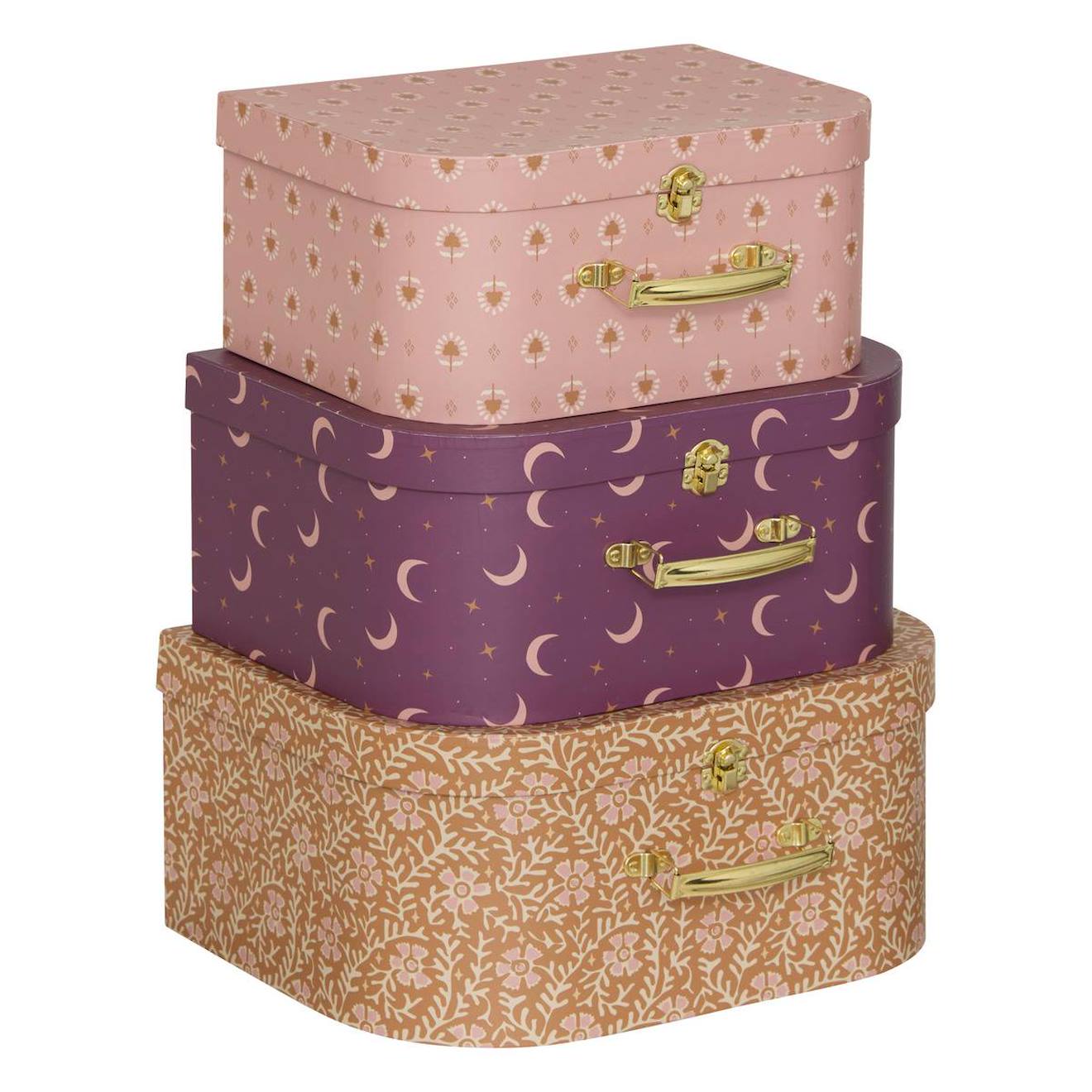 Lot+De+3+Valisettes+-+Bella+Ocre+/+Violet+/+Rose