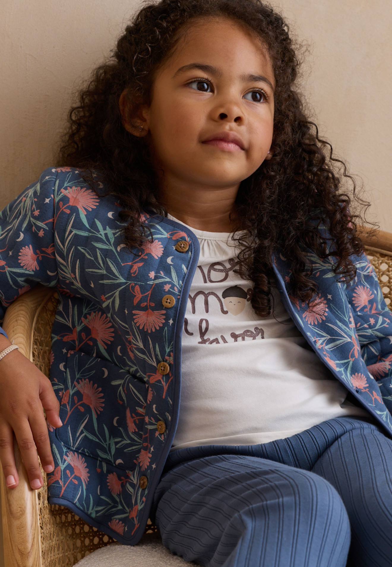 Veste Enfant En Coton Matelassé Dina Bleu