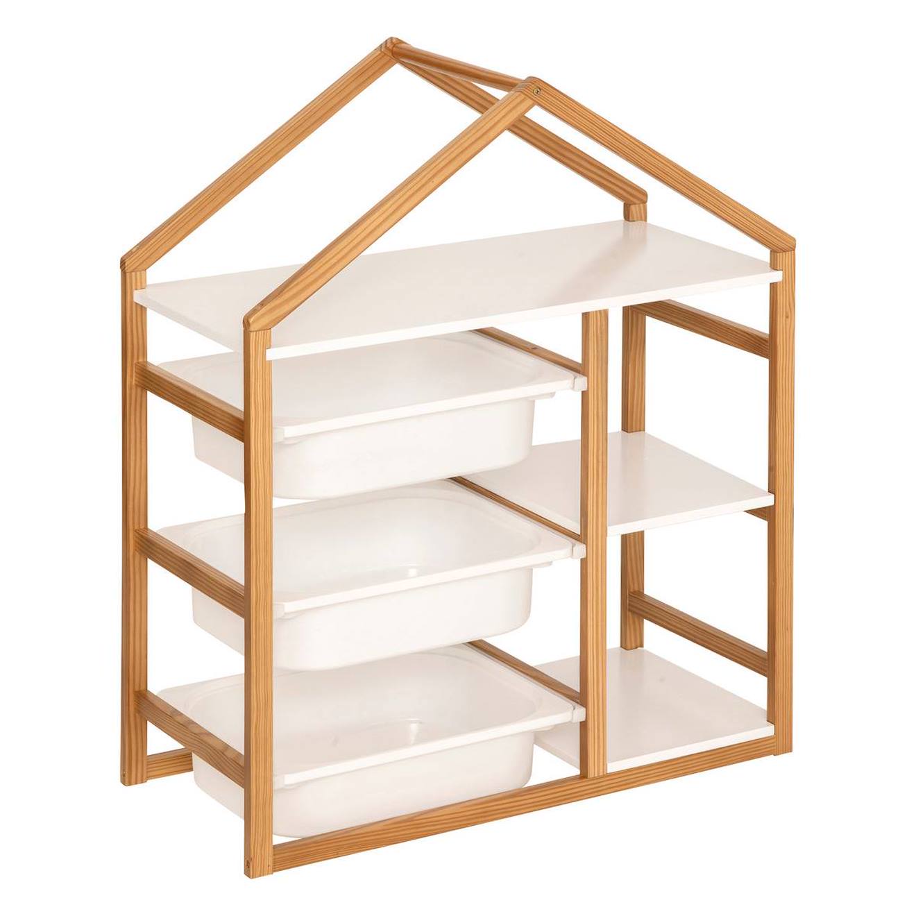 Bibliothèque 3 Étagères Et Bacs De Rangement - Bako Blanc