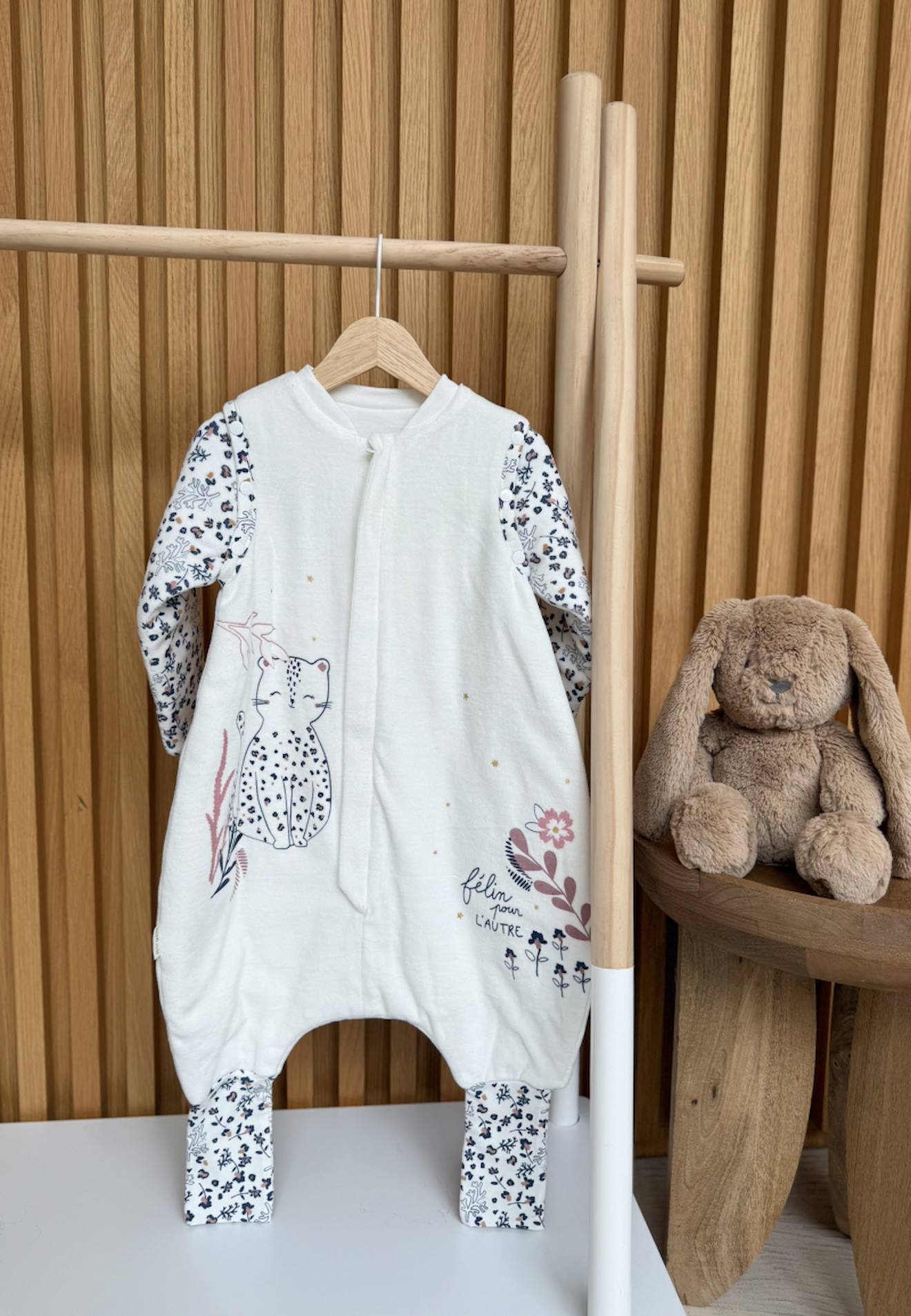 Turbulette Tog 2 En Velours Avec Pieds Retroussables Et Manches Amovibles Céleste Ecru