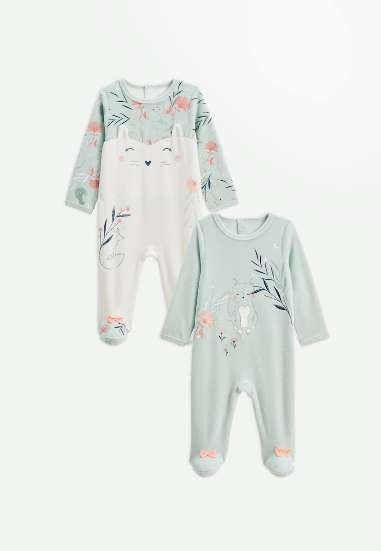 Lot De 2 Pyjamas Bébé En Velours Dina Bleu