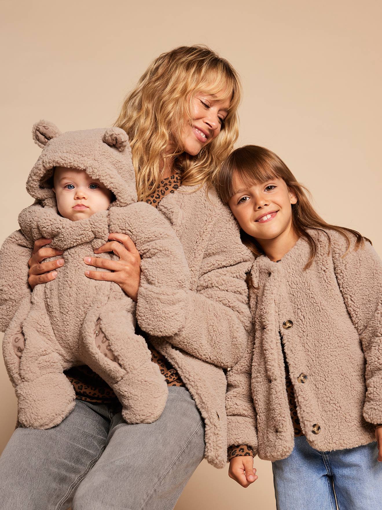 Veste fille sherpa double lopard collection capsule mre-fille taupe 40 €