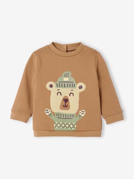 Vertbaudet - Sweat fantaisie bébé garçon caramel