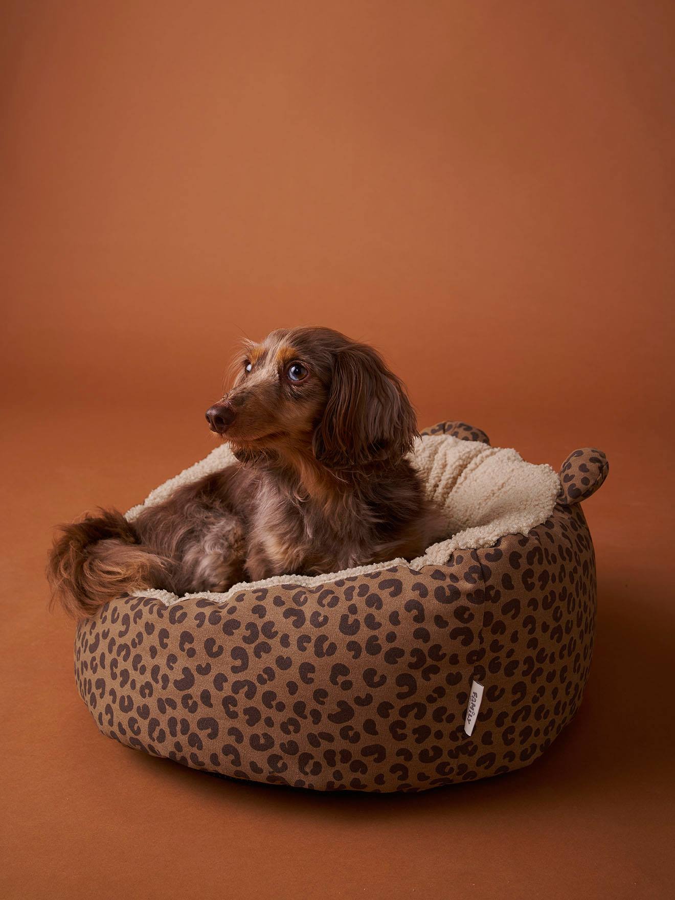 Panier matelassé pour chat et chiens marron imprimé - Vertbaudet