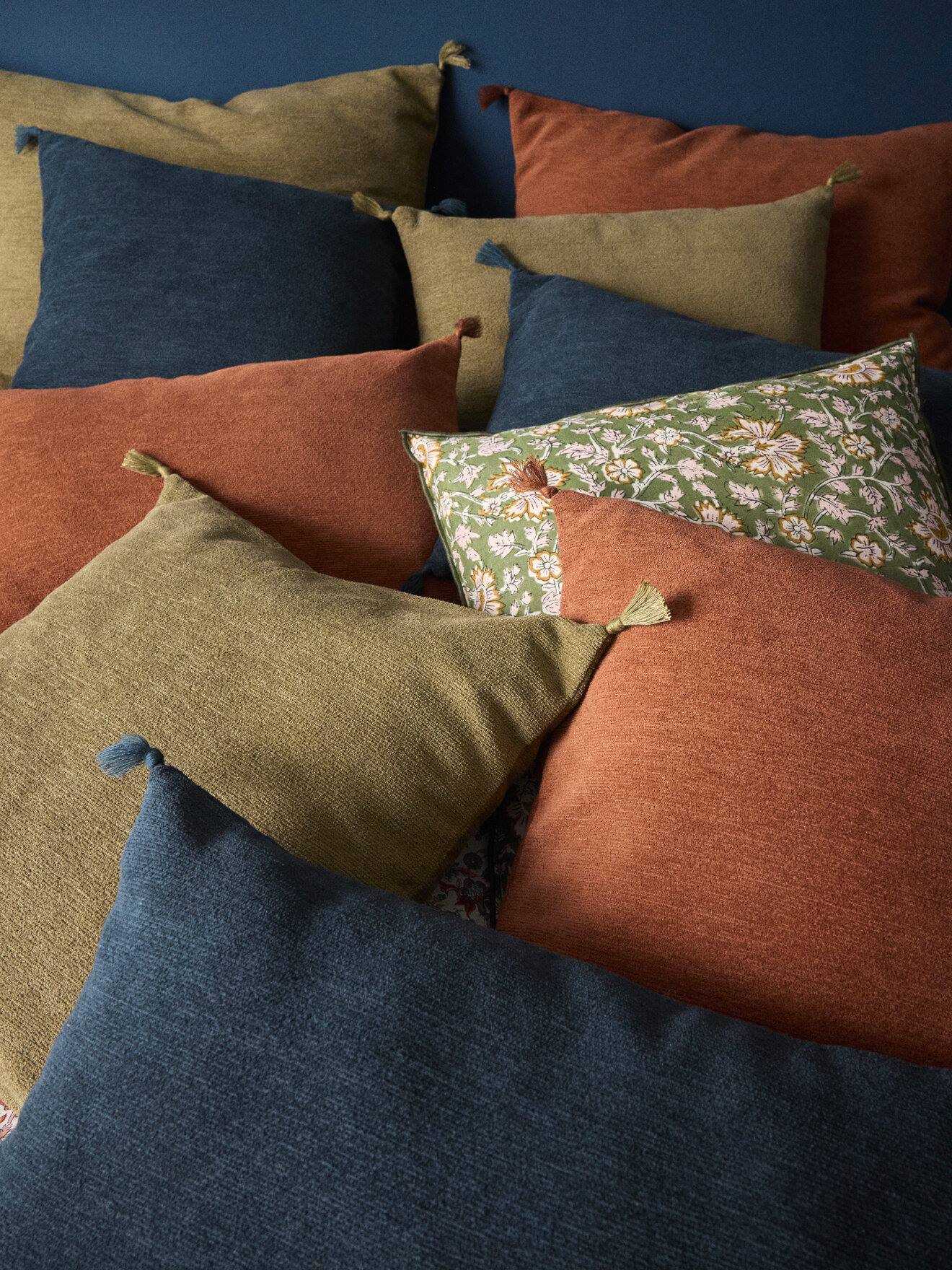 Housse De Coussin En Coton Chenille Marron Glace