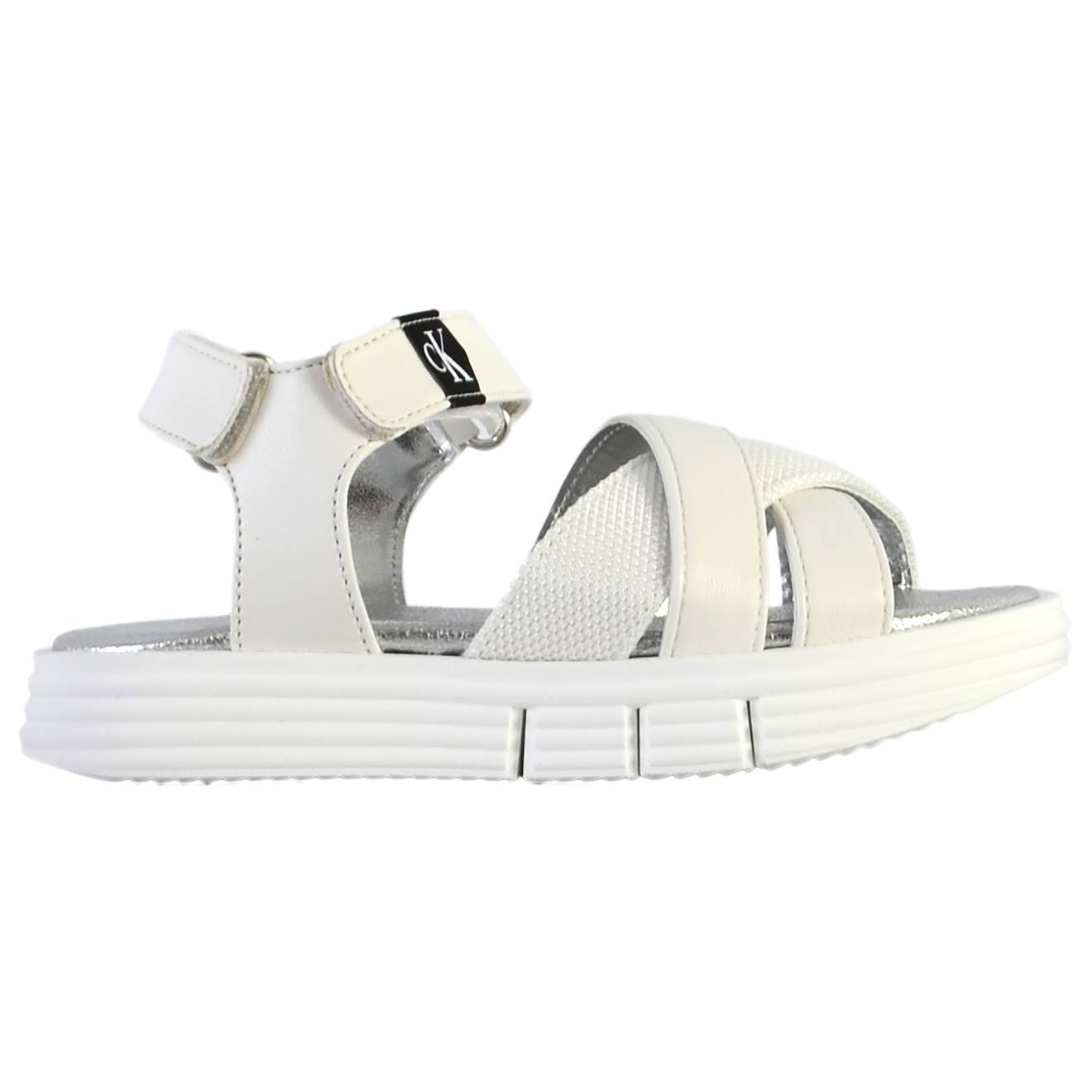Sandales En Cuir À Scratch Blanc