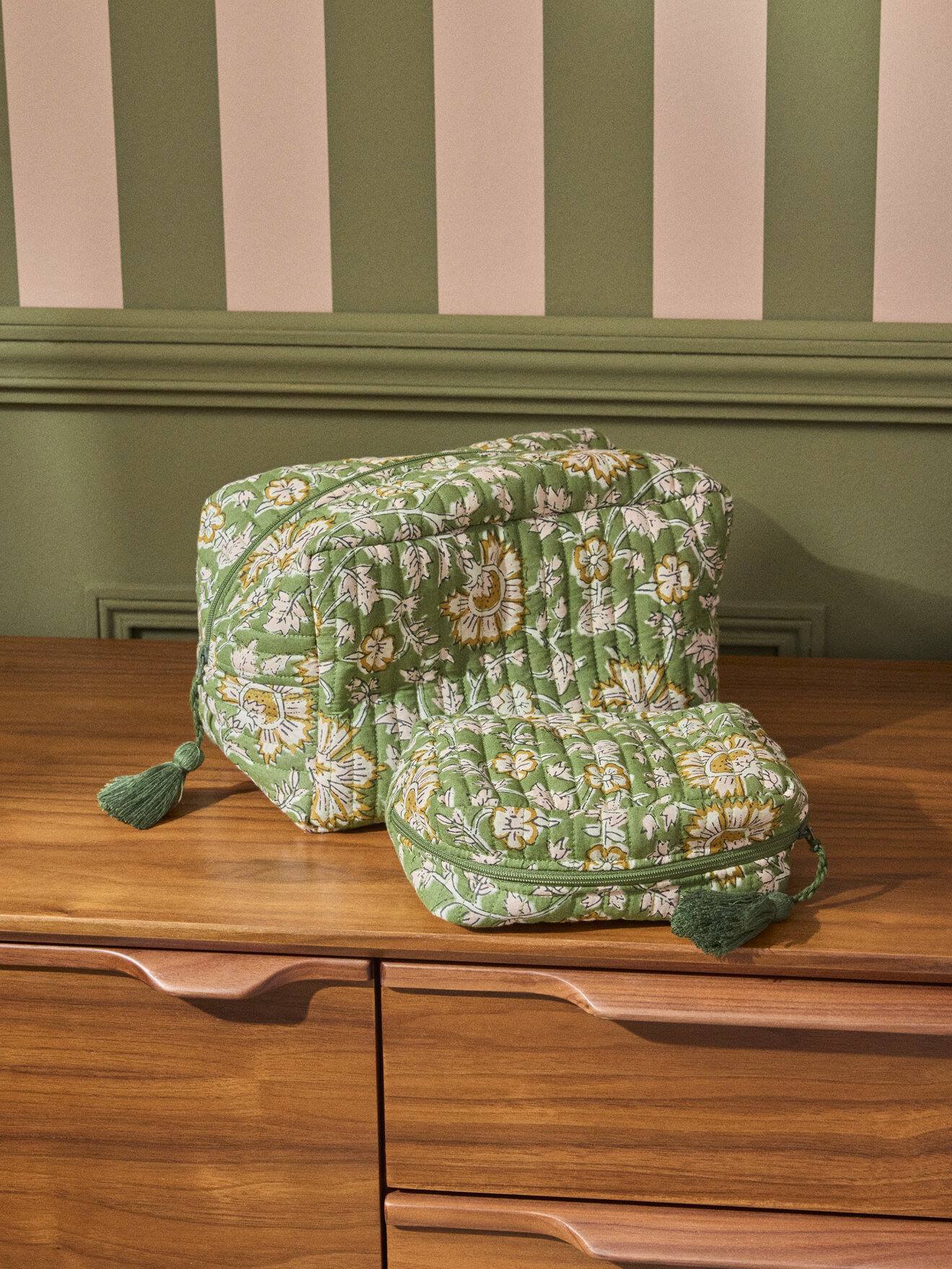 Trousse De Toilette Matelassée En Tissu Indien Imp Padang