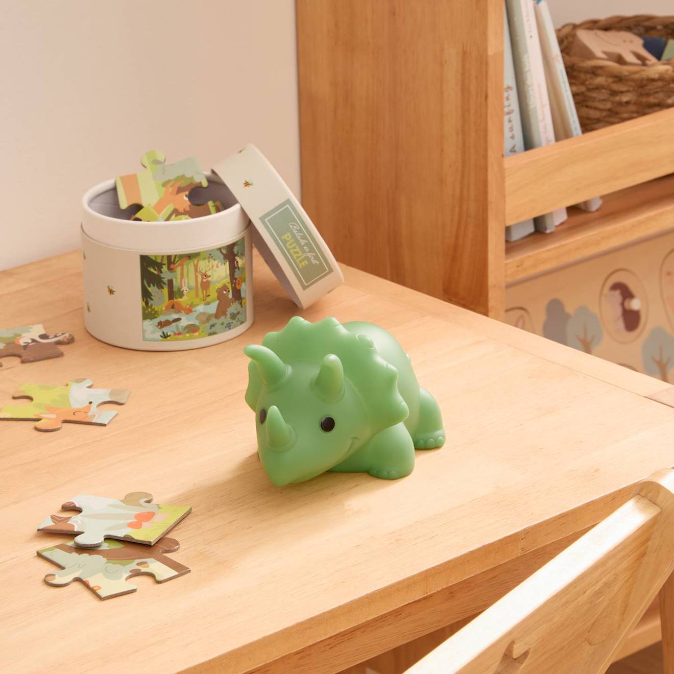 Veilleuse Souple Dinosaure H.9cm À Piles Vert