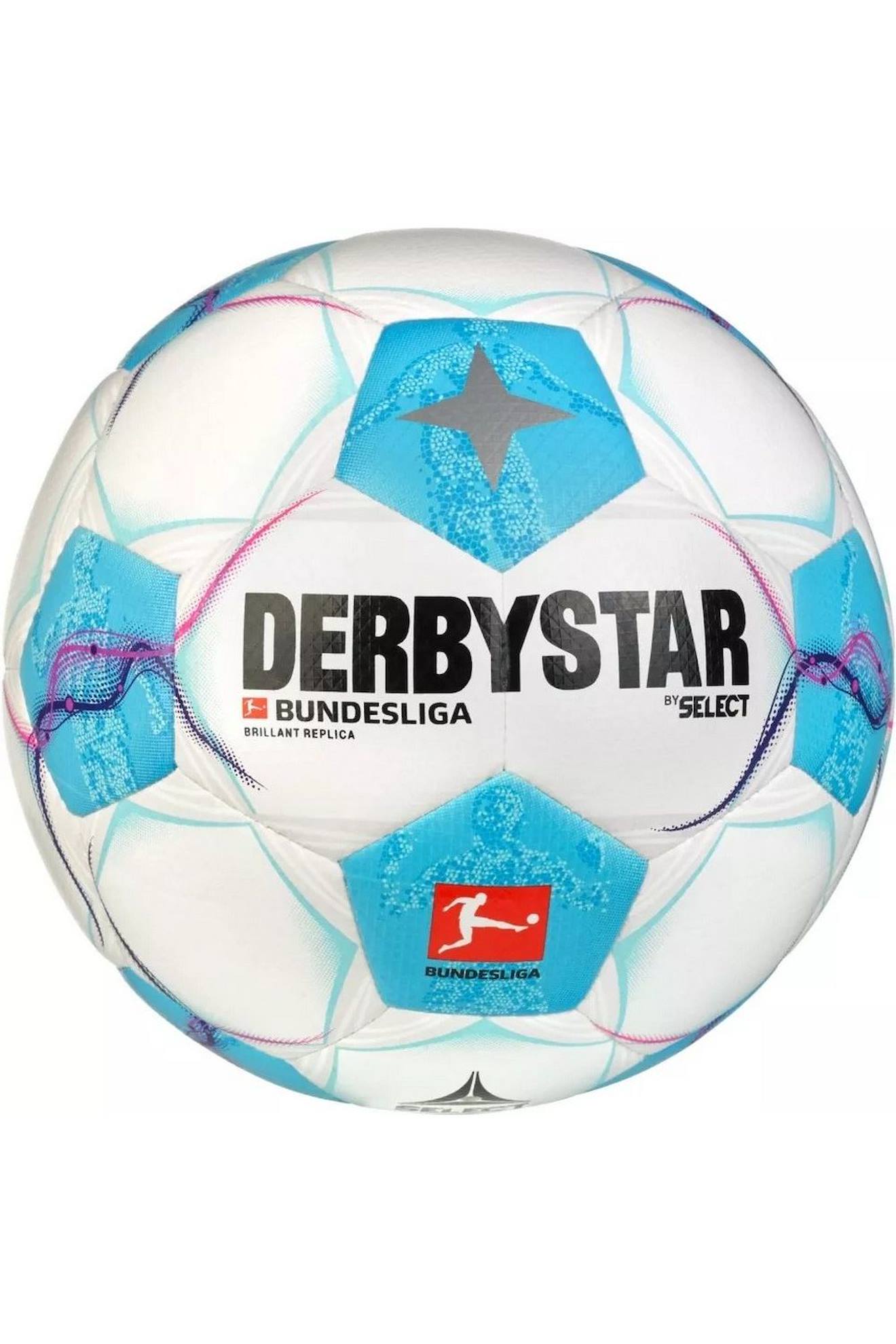 Ballon De Foot (taille 4) Derbystar Bundesliga Brillant Replica V24 Blanc / Bleu