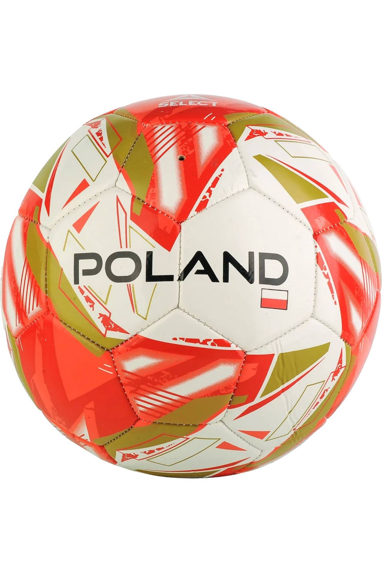 Ballon De Foot (taille 4) Poland Blanc / Rouge / Jaune Or