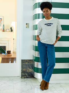 Vêtements de grossesse-Allaitement-T-shirt marinière grossesse et allaitement en coton biologique*