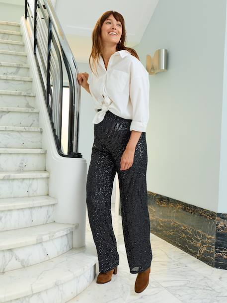 Pantalon sequins de grossesse noir 1 - vertbaudet enfant 