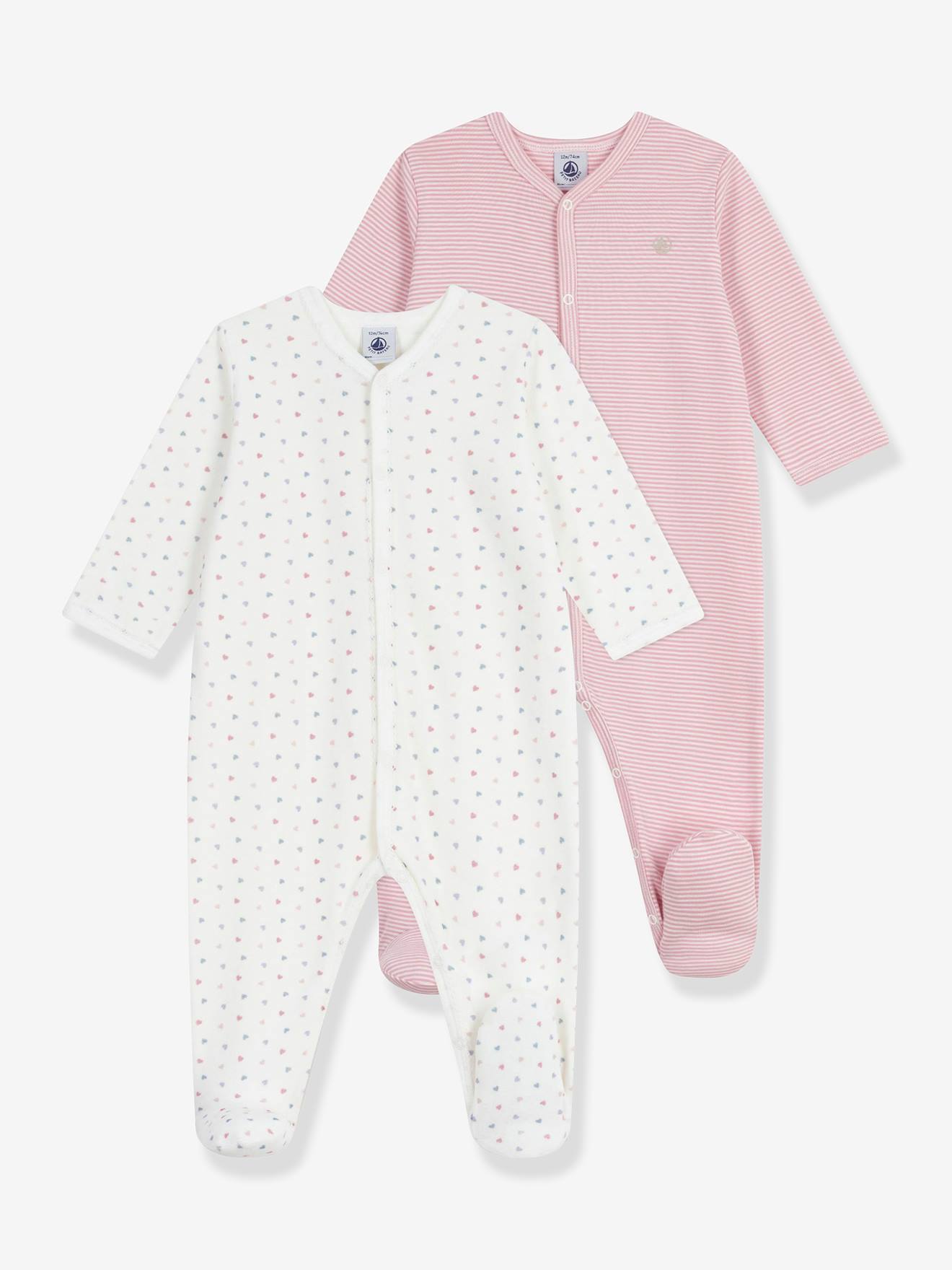Lot de 2 pyjamas bb en coton imprim rose 49 €