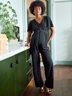 Vêtements de grossesse-Combinaison velours pailleté grossesse et allaitement