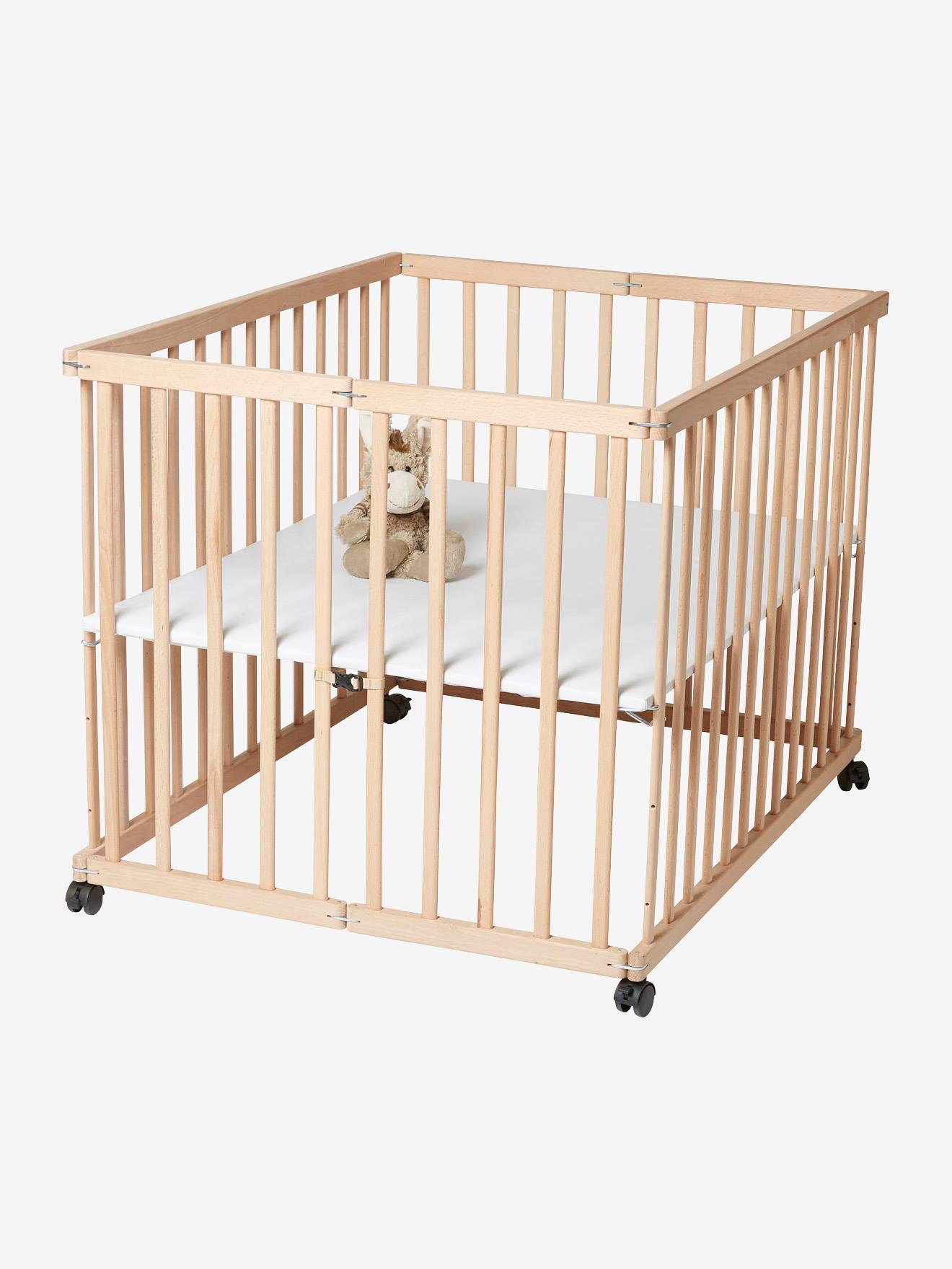 Parc en bois pliant naturel