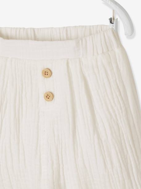 Pantalon bébé mixte coupe sarouel en gaze de coton blanc+Bleu+jaune+rose+tilleul 3 - vertbaudet enfant 