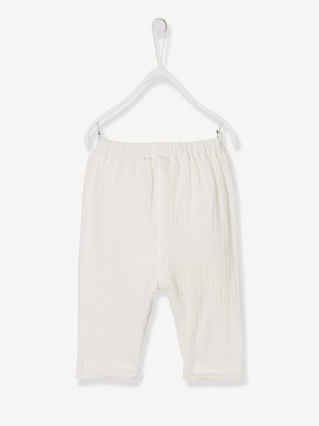 Pantalon bébé mixte coupe sarouel en gaze de coton blanc+Bleu+jaune+rose+tilleul 2 - vertbaudet enfant 