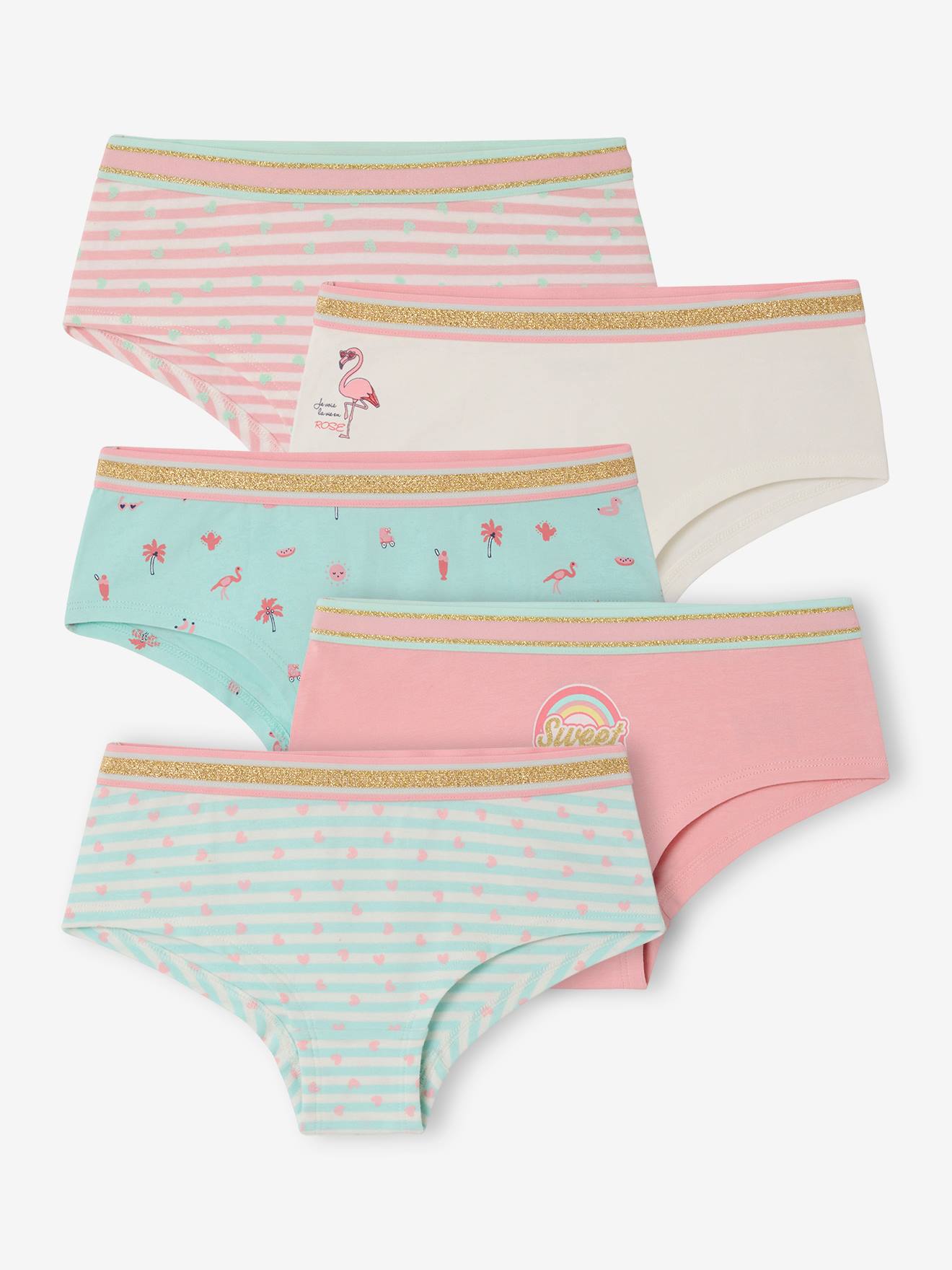 Lot de 5 shorties fille lot bleu et rose