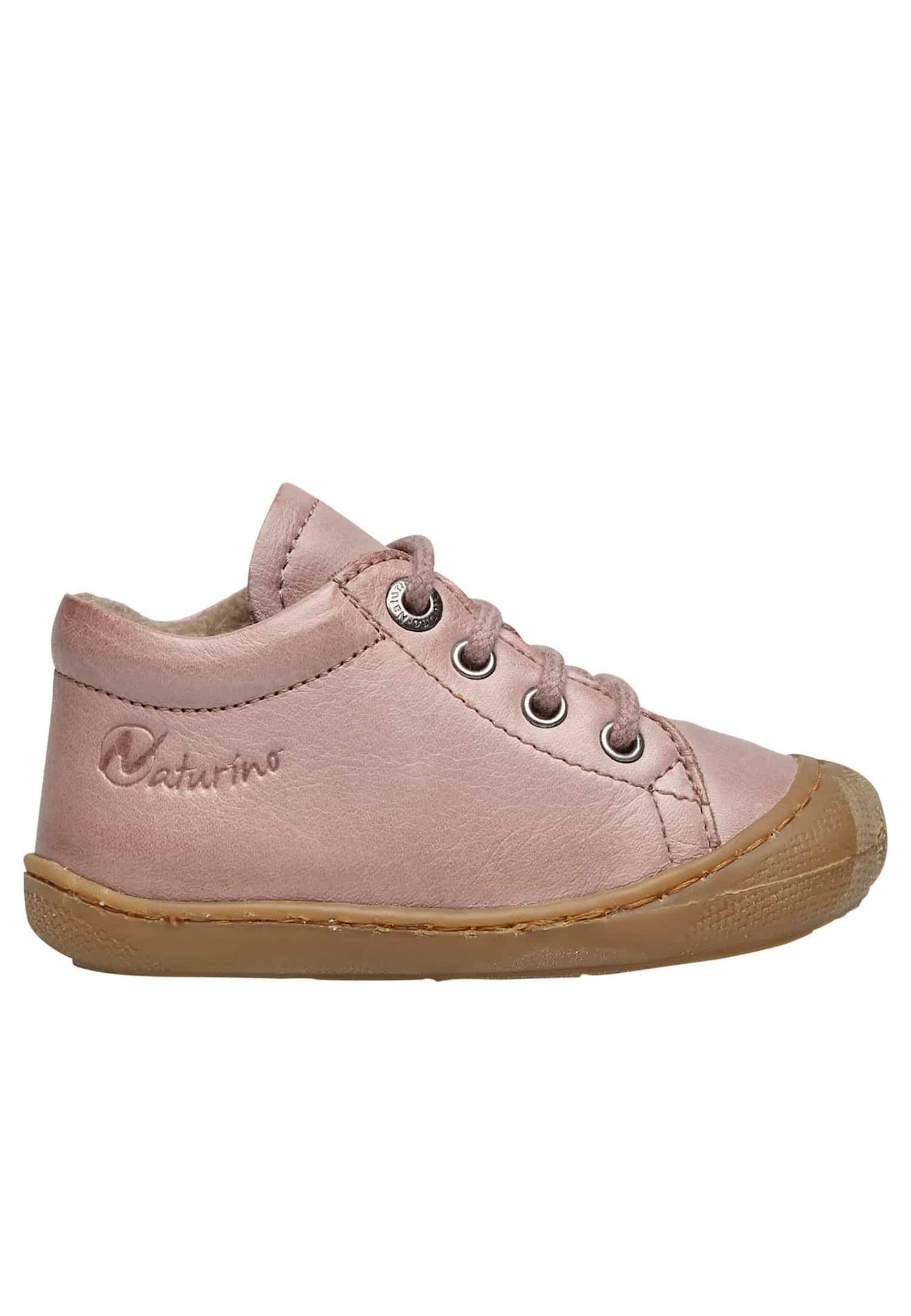 Chaussures Premiers Pas En Cuir Doublés En Laine Cocoon Rose Clair-