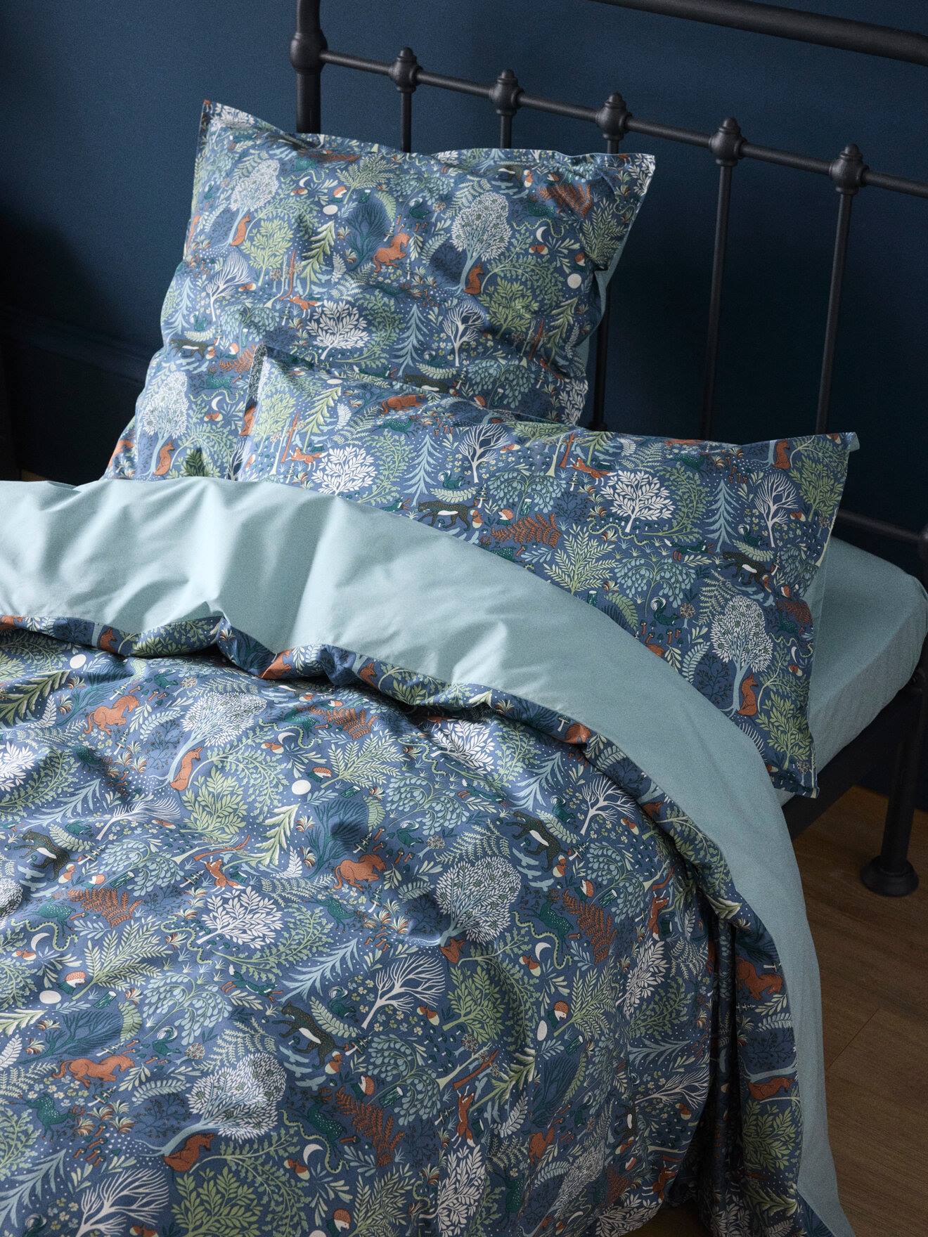 Housse De Couette Percale De Coton axel Bleu Ombre