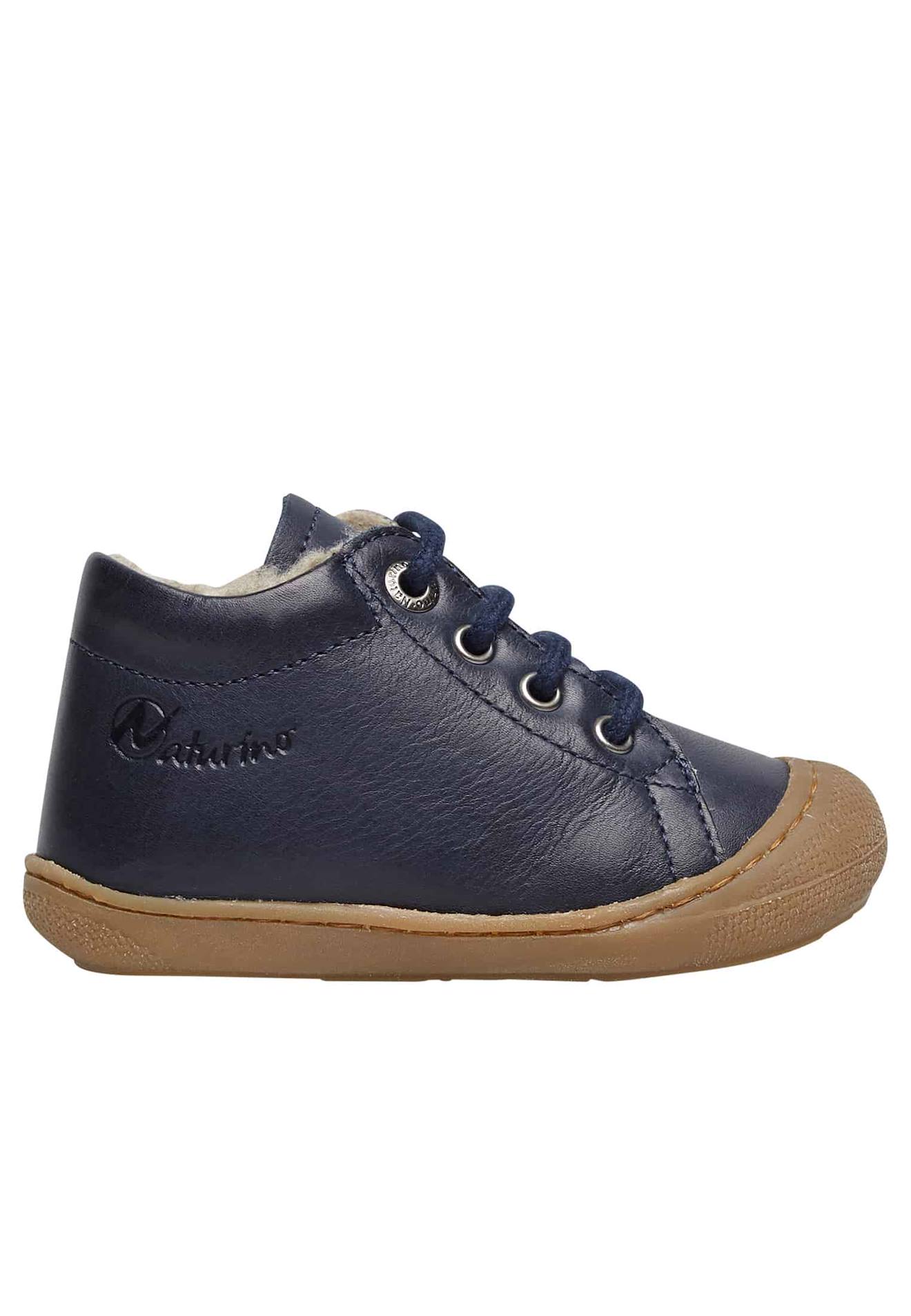 Chaussures Premiers Pas En Cuir Doublés En Laine Cocoon Marine-
