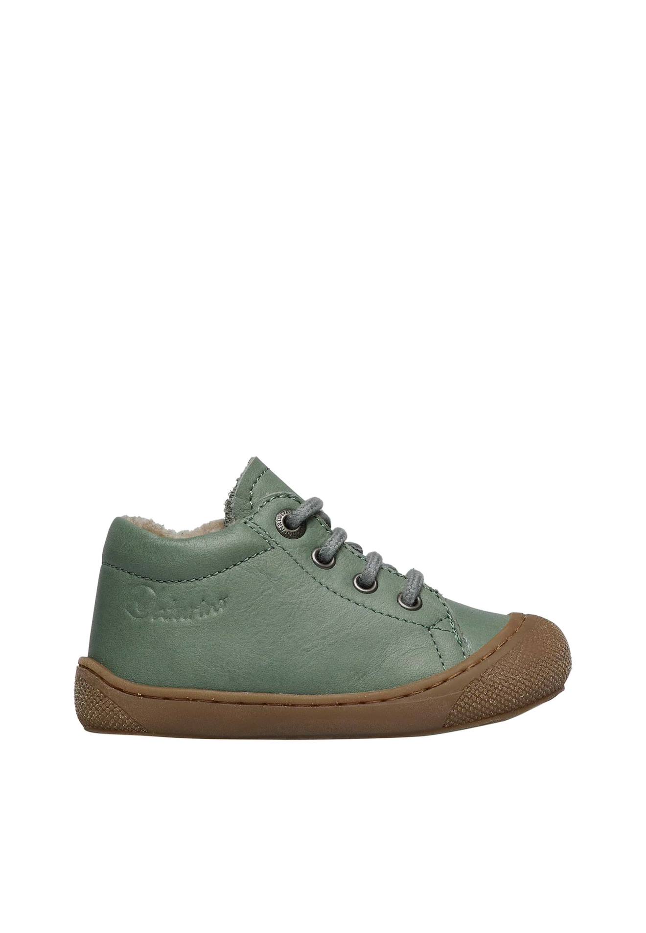 Chaussures Premiers Pas En Cuir Doublés En Laine Cocoon Sage-