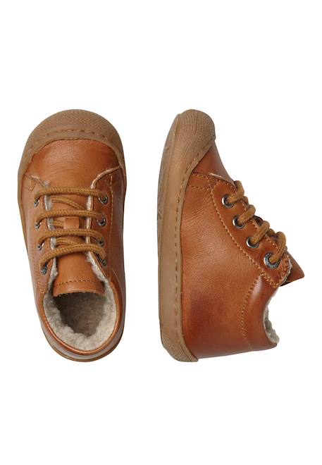 Chaussures premiers pas en cuir doublés en laine cocoon Anthracite-+Beige-+Bordeaux-+Cognac-+Marine-+Marron-+Rose clair-+Sage- 19 - vertbaudet enfant 