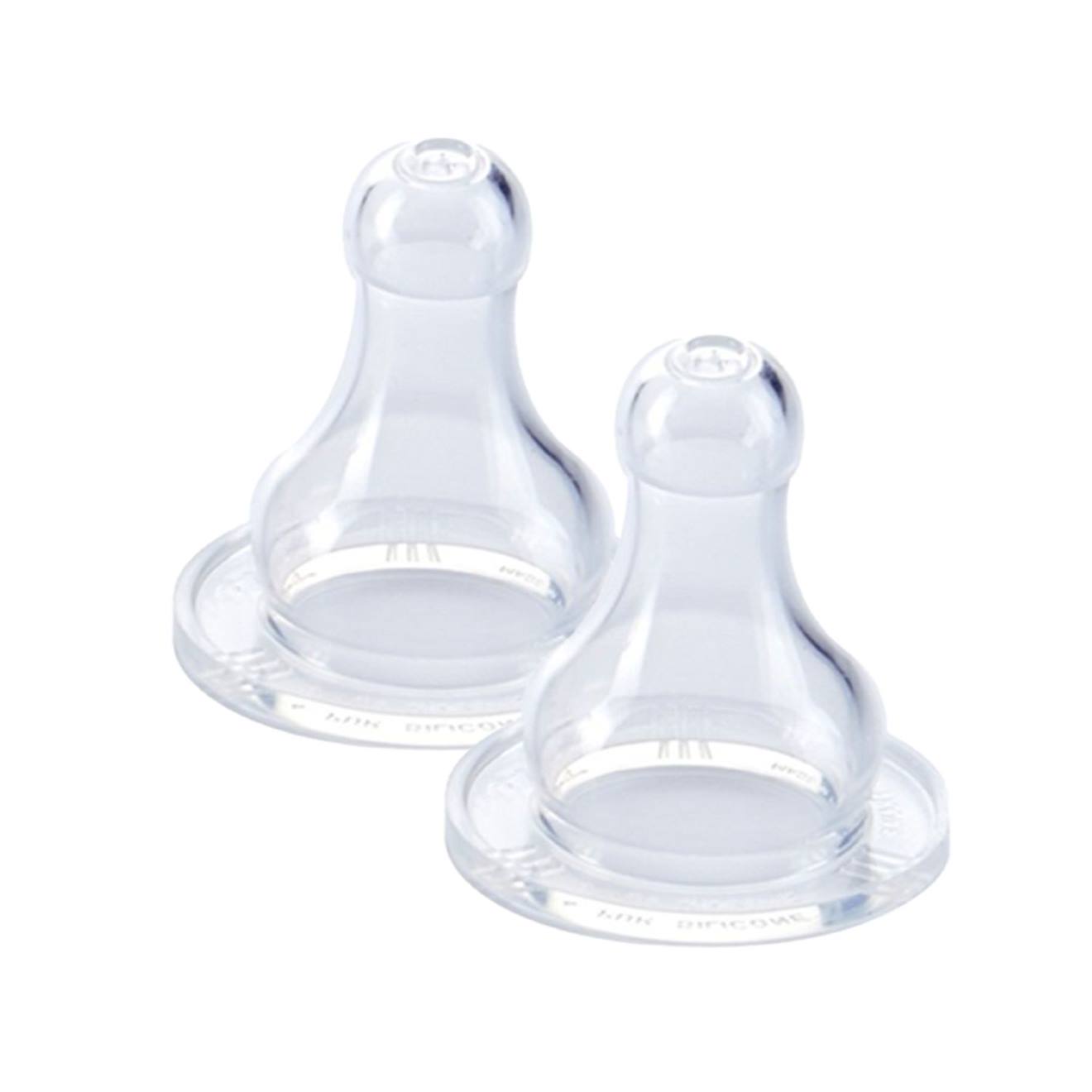 2 Tétines Silicone Anti-colique Débit Variable Transparent